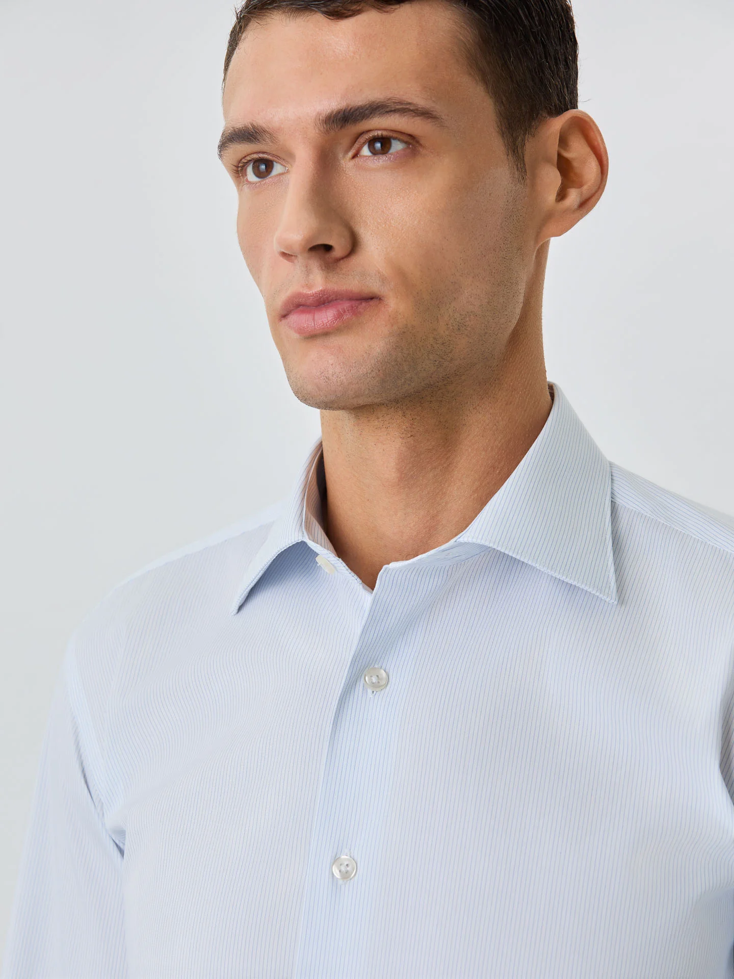 Slim Fit Shirt With Oxford Collar In Cotton Blend With Stripes