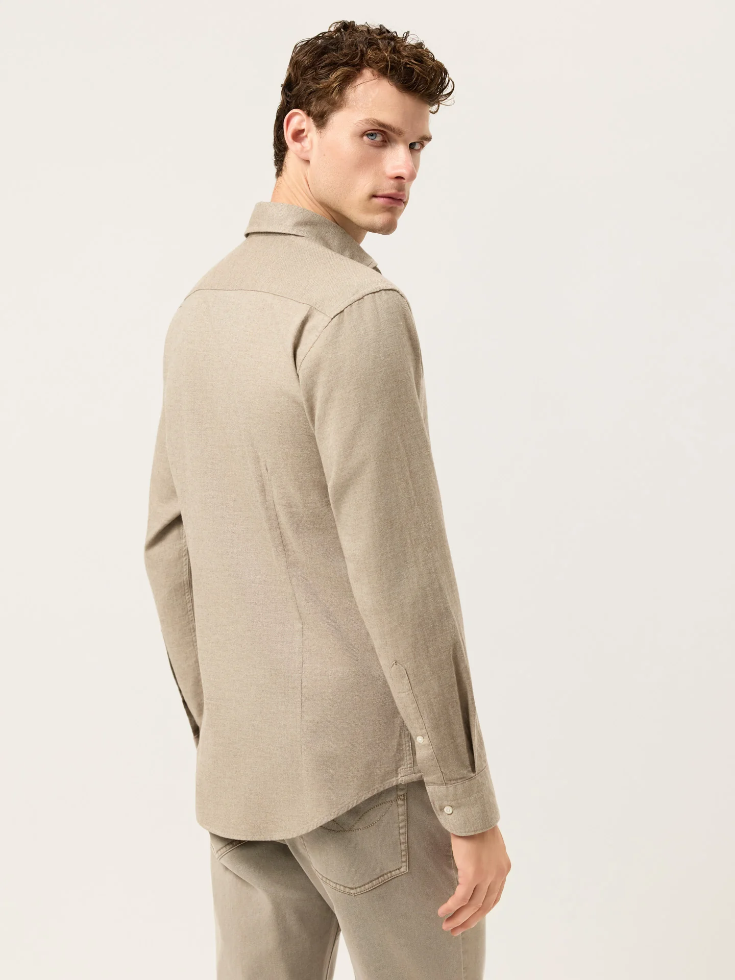 Slim Fit Soft Cotton Flannel Shirt With Newport Collar - Image 6
