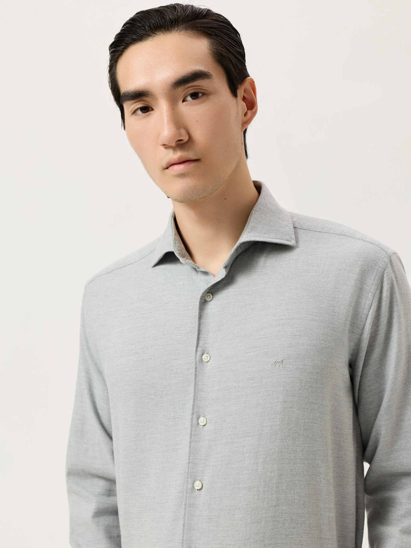 Slim Fit Soft Cotton Flannel Shirt With Newport Collar - Image 8