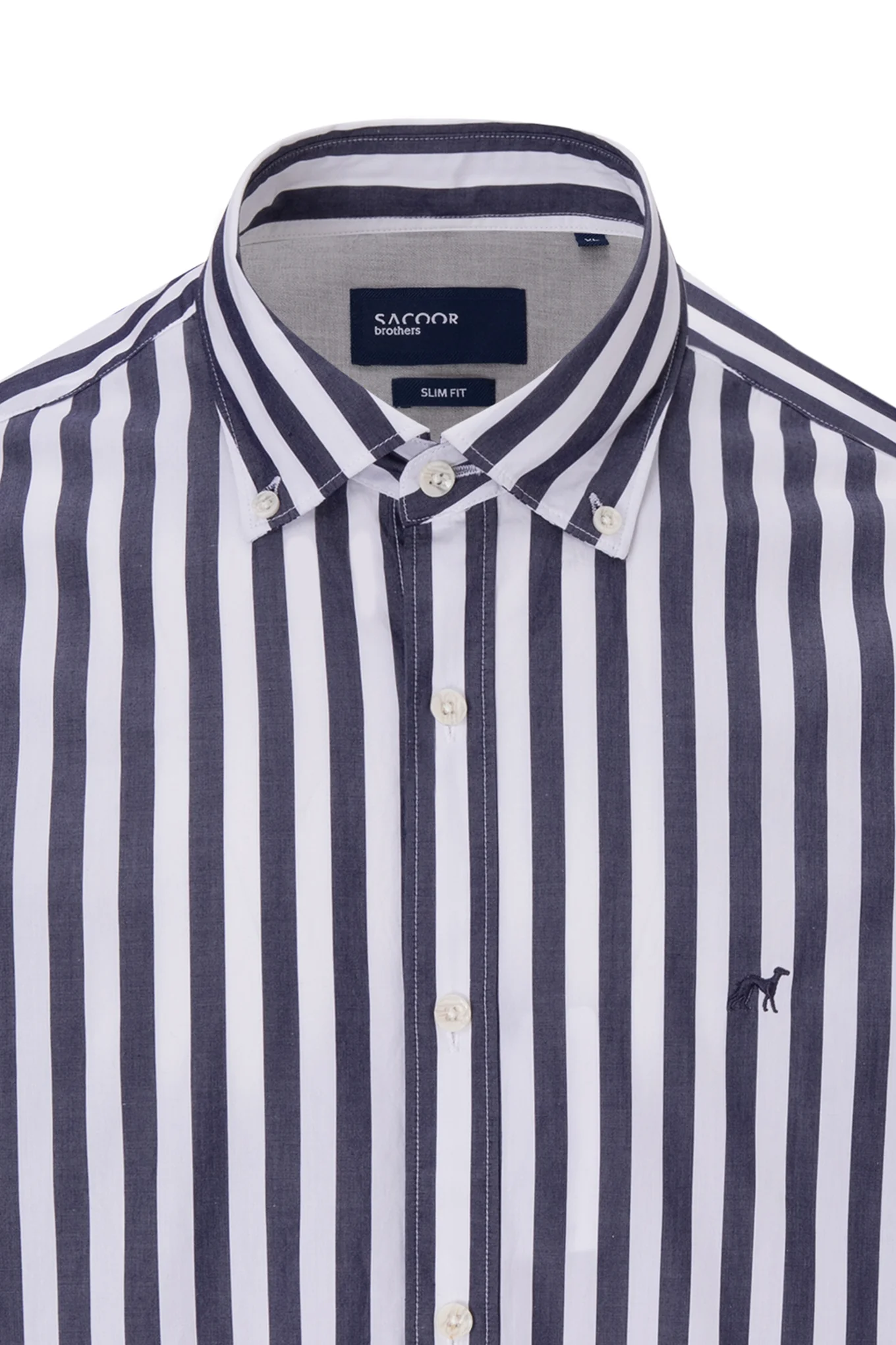 Slim fit sport striped 120's Double Luxury BCI Cotton shirt - Image 3