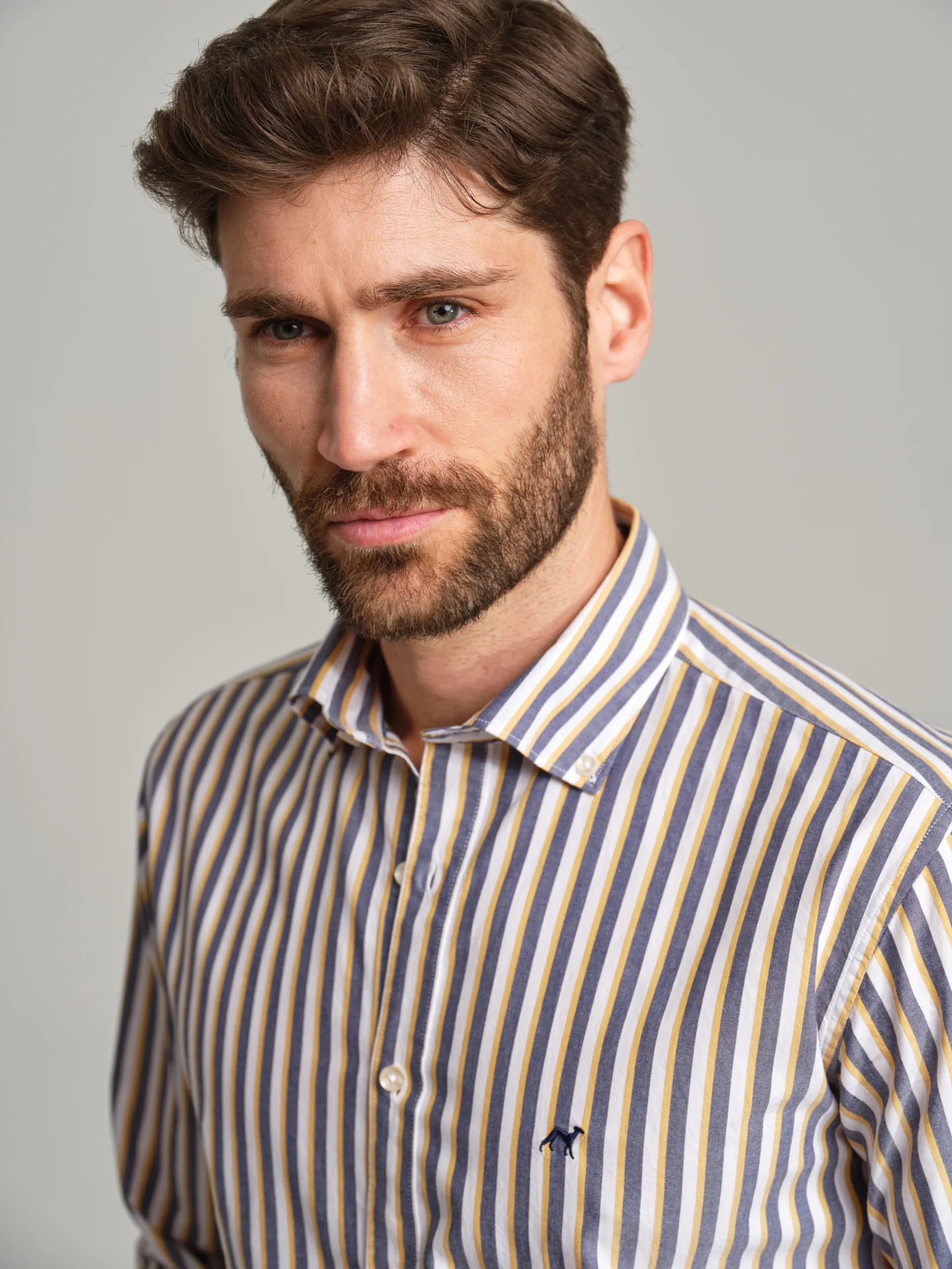 Slim fit sport striped Elton BCI Cotton shirt - Image 3