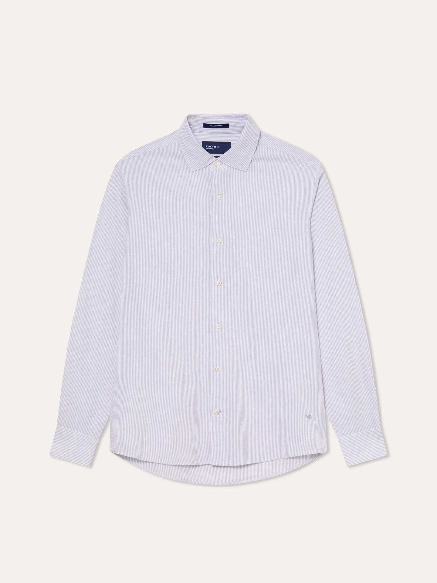 Slim Fit Striped Cotton Linen Shirt with Open Collar - Image 4