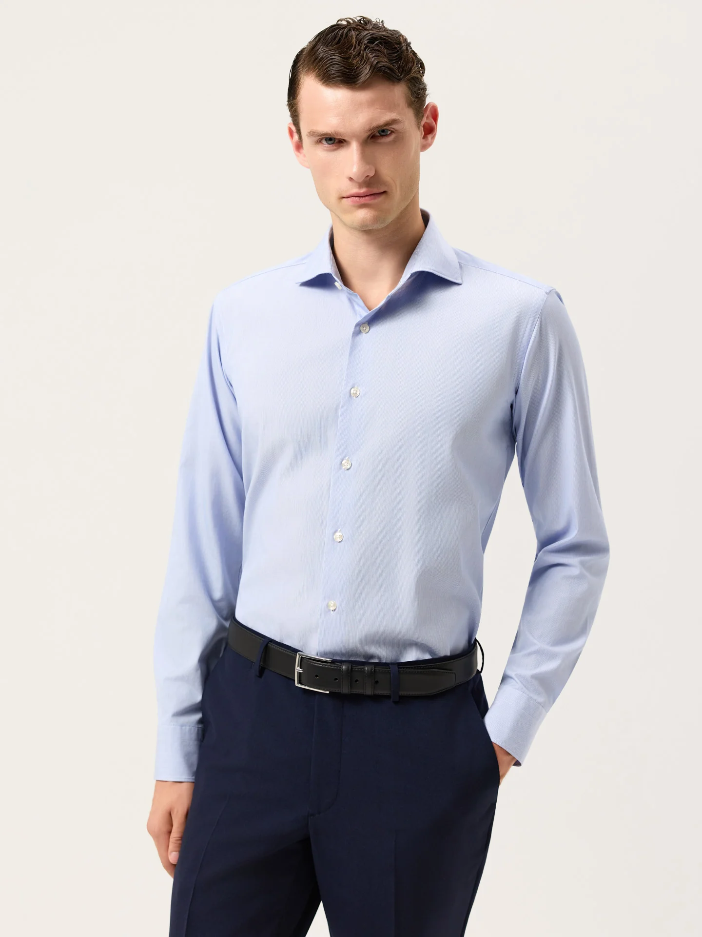 Slim Fit Striped Formal Shirt With Newport Collar - Image 2