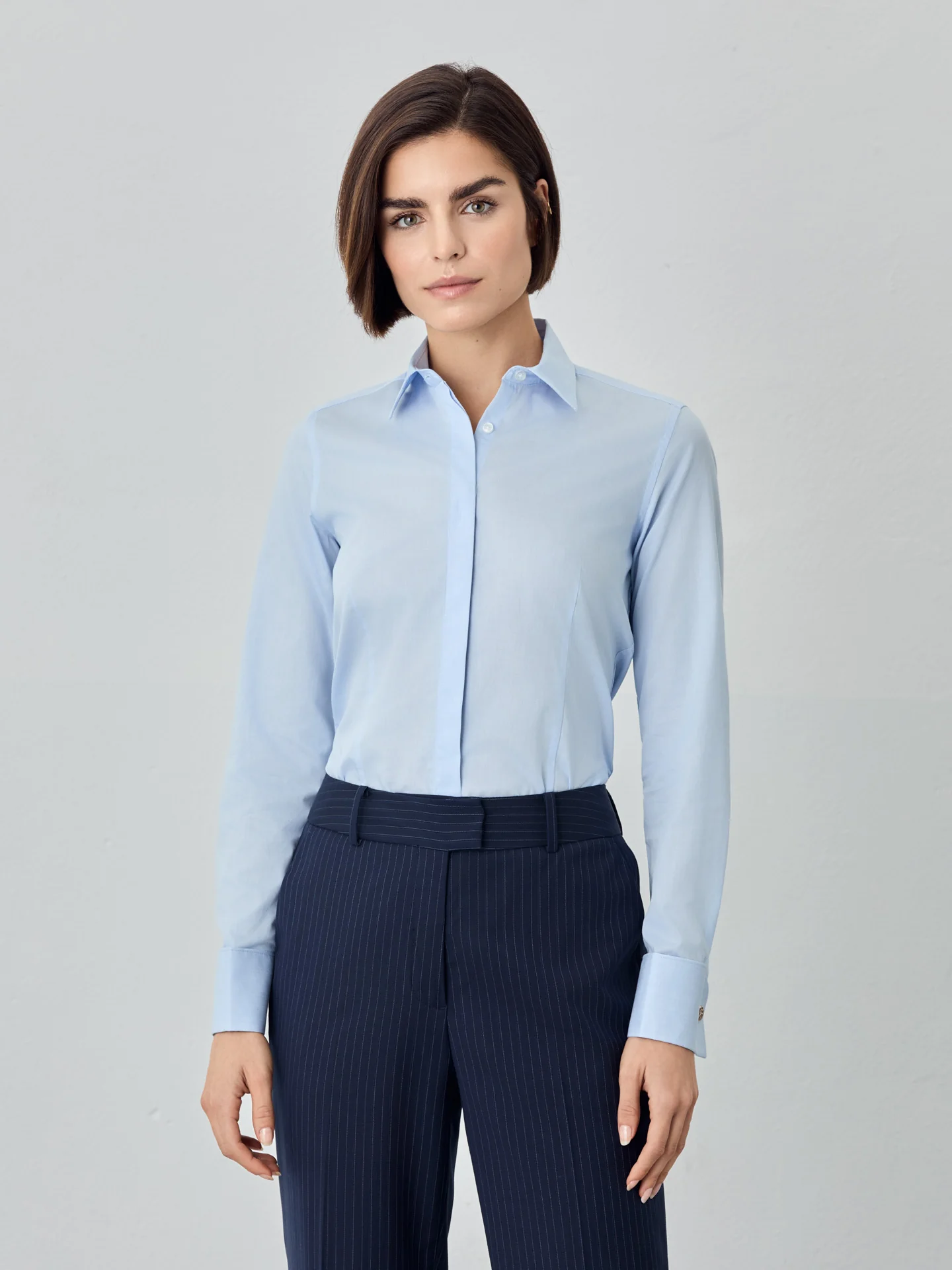 Slim Fit Striped Shirt With Gold Cuffs Buttons In Cotton - Image 2