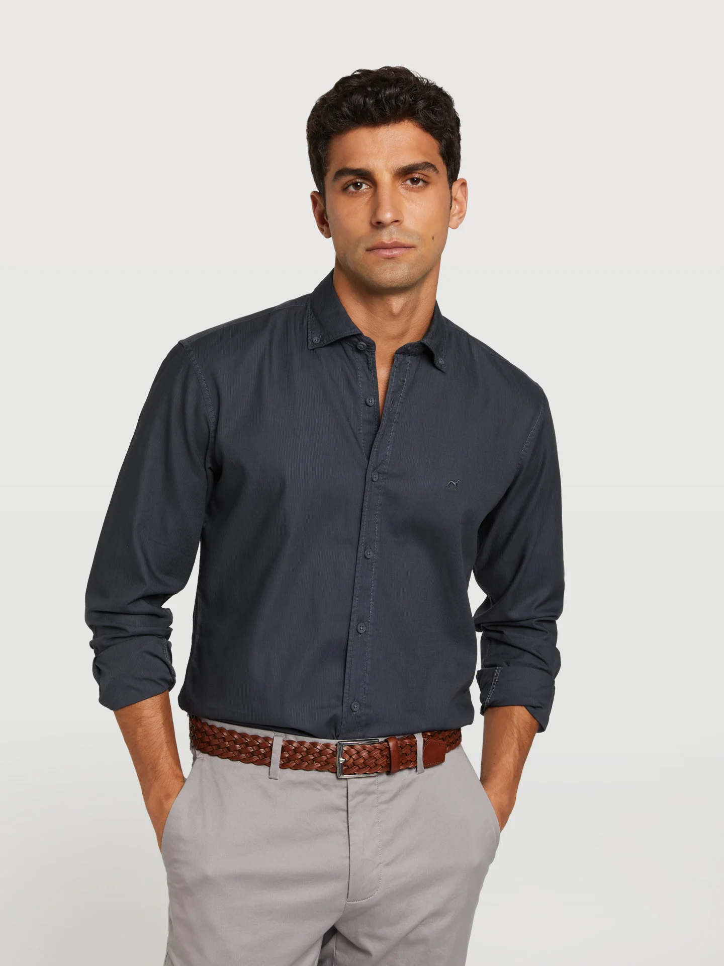 Slim fit structure garment dye shirt - Image 4