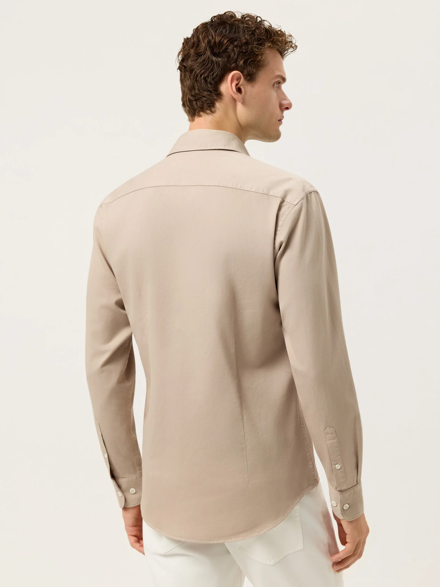 Slim Fit Structured Cotton Shirt With Garment-Dyed Finish - Image 15
