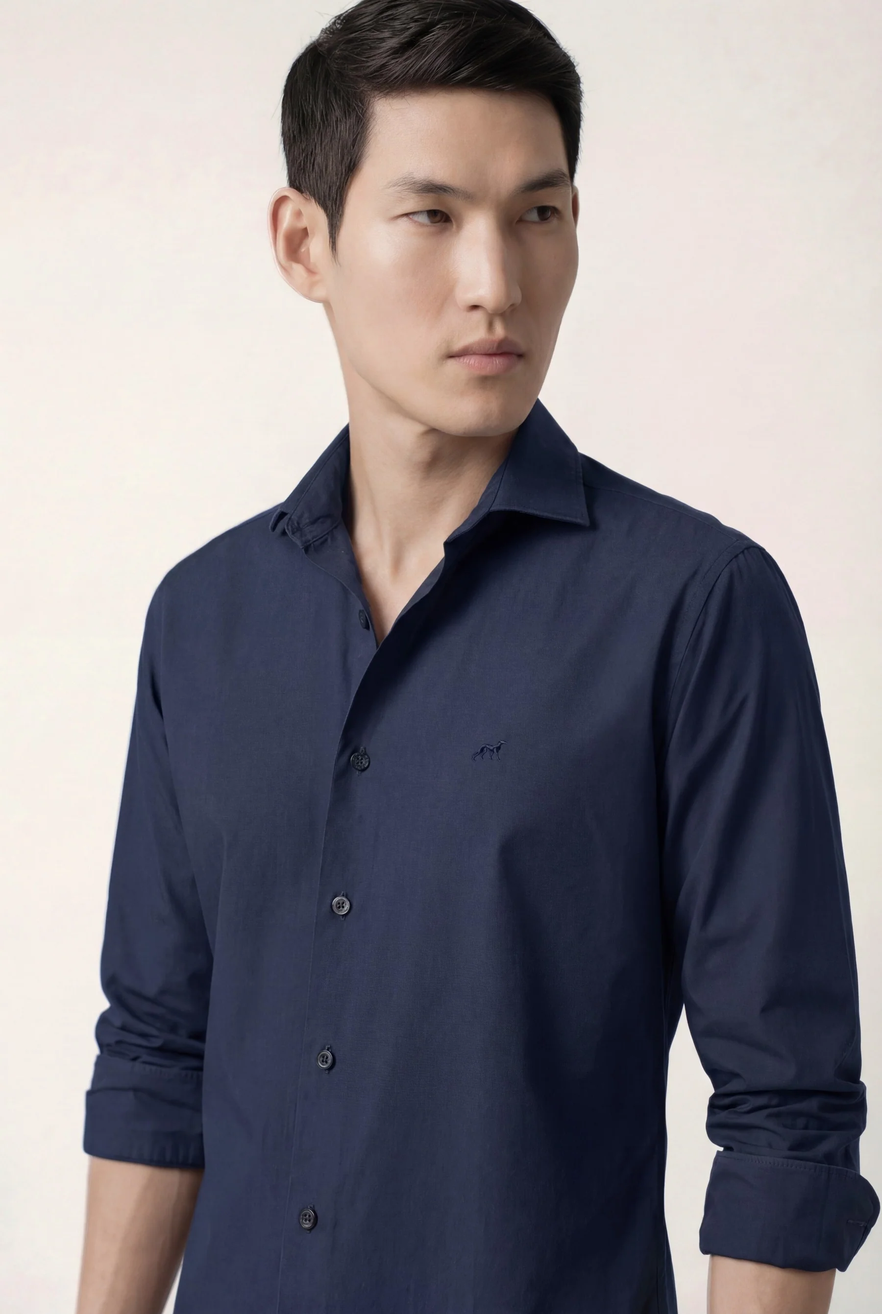 Slim Fit Structured Shirt With Open Collar - Image 2