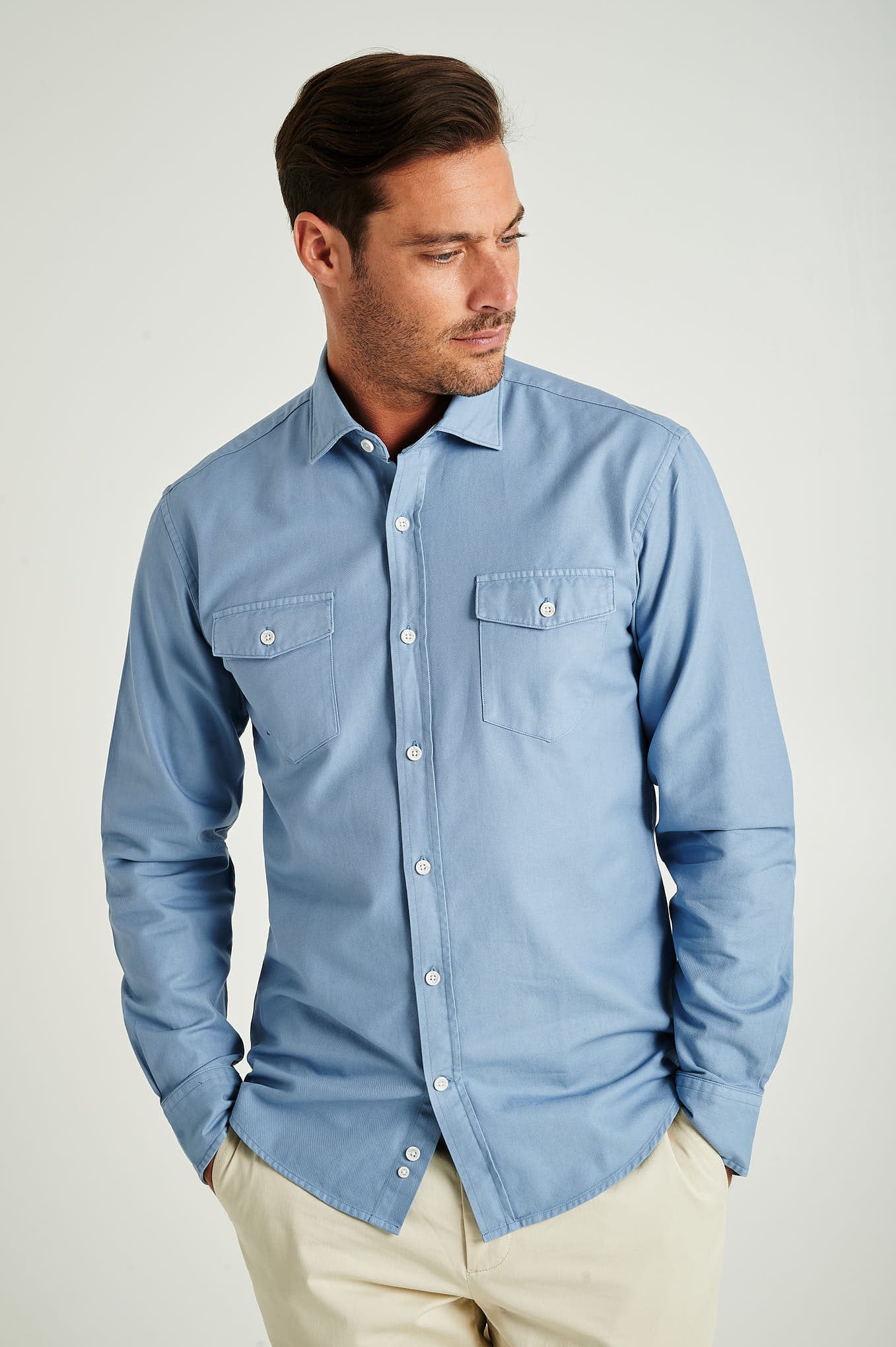 Slim fit Twill Garment Dye OverShirt - Image 14