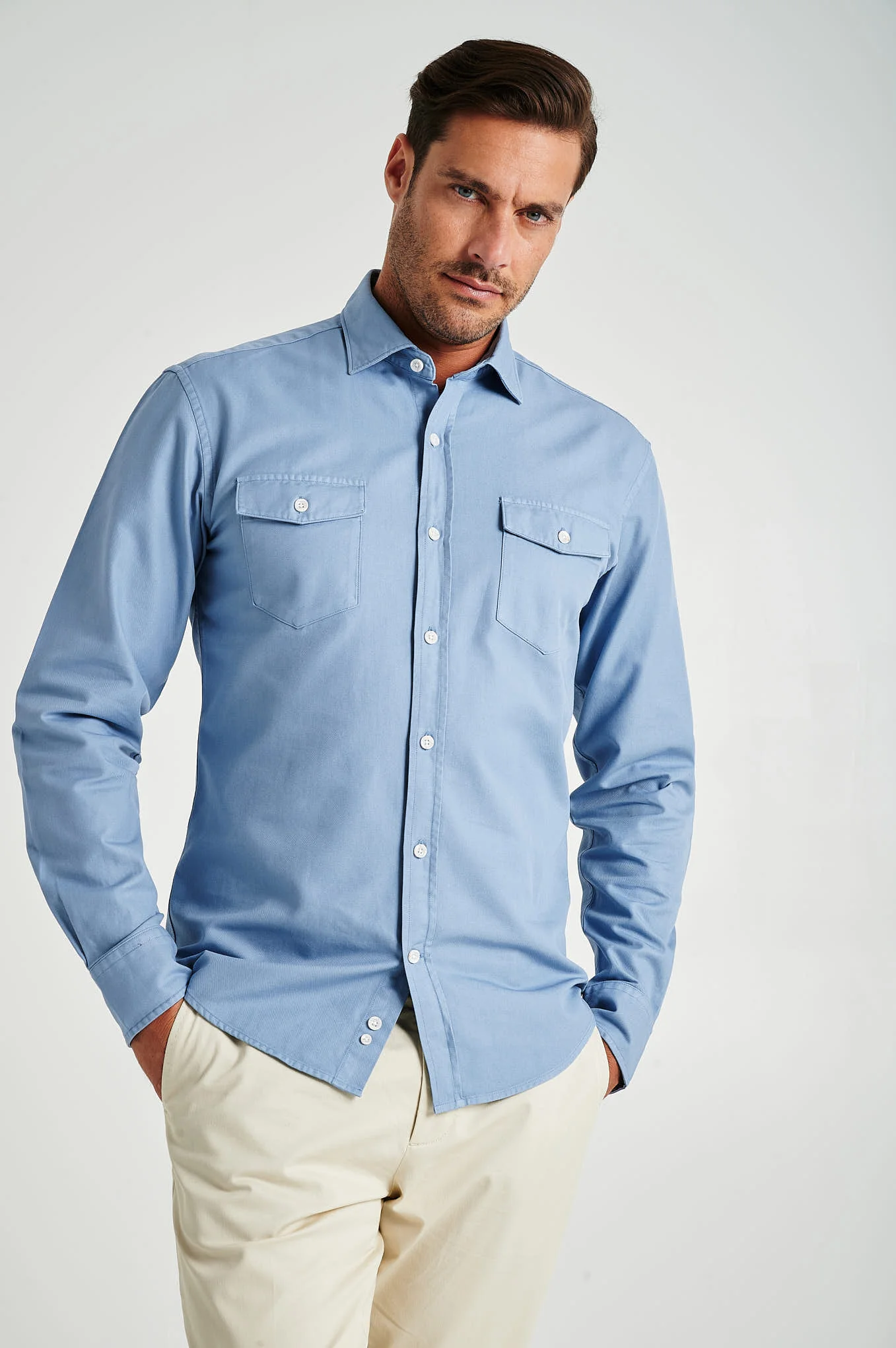 Slim fit Twill Garment Dye OverShirt - Image 15