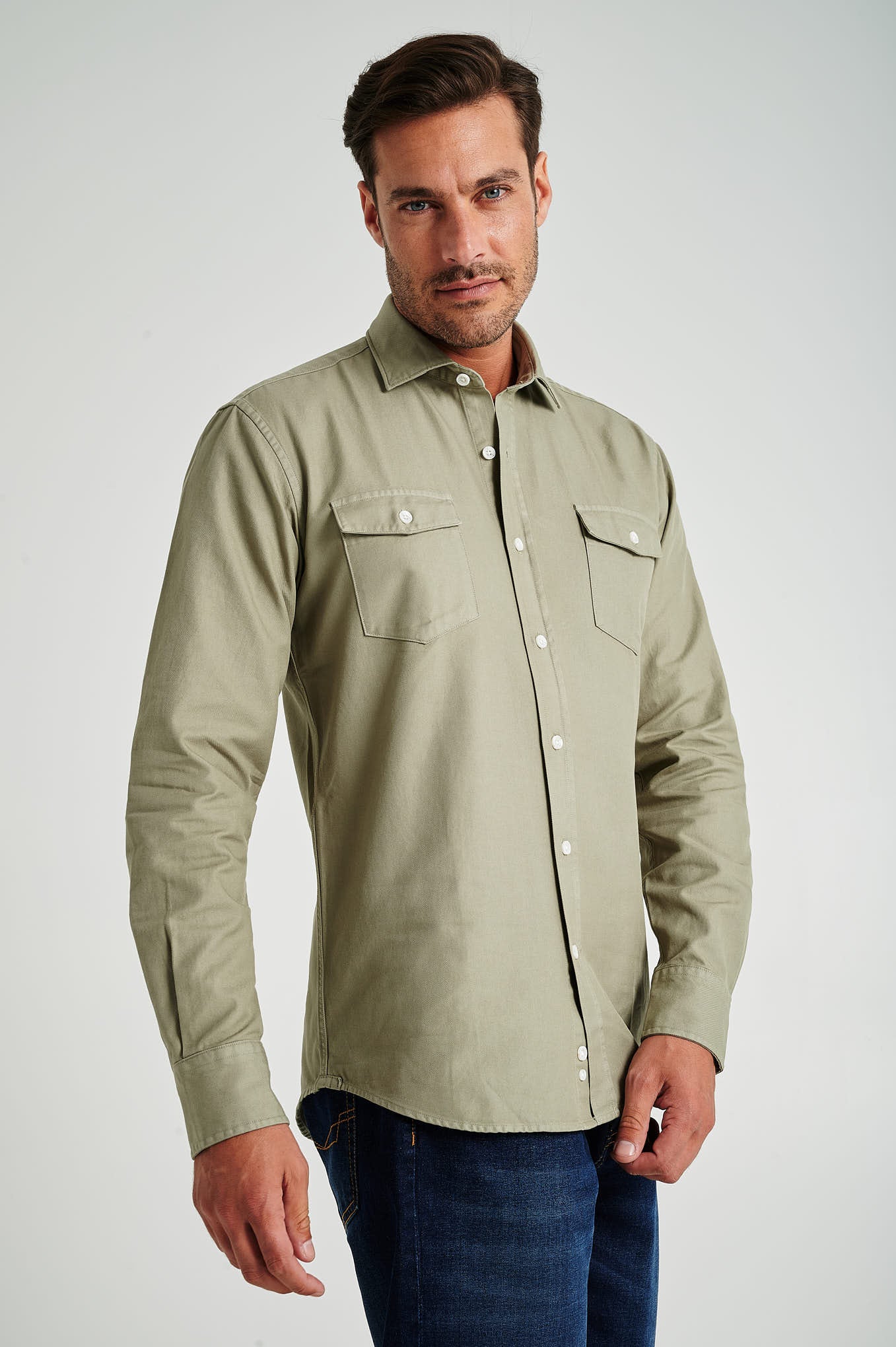 Slim fit Twill Garment Dye OverShirt - Image 2