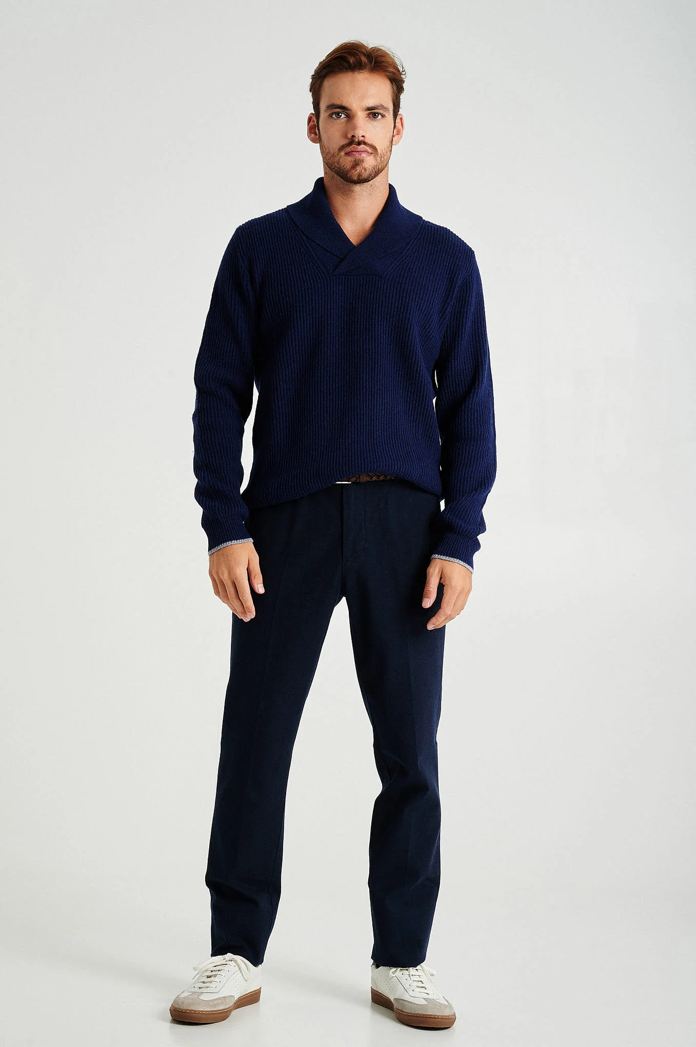 Slim fit windowpane check BCI cotton chino trousers - Image 10