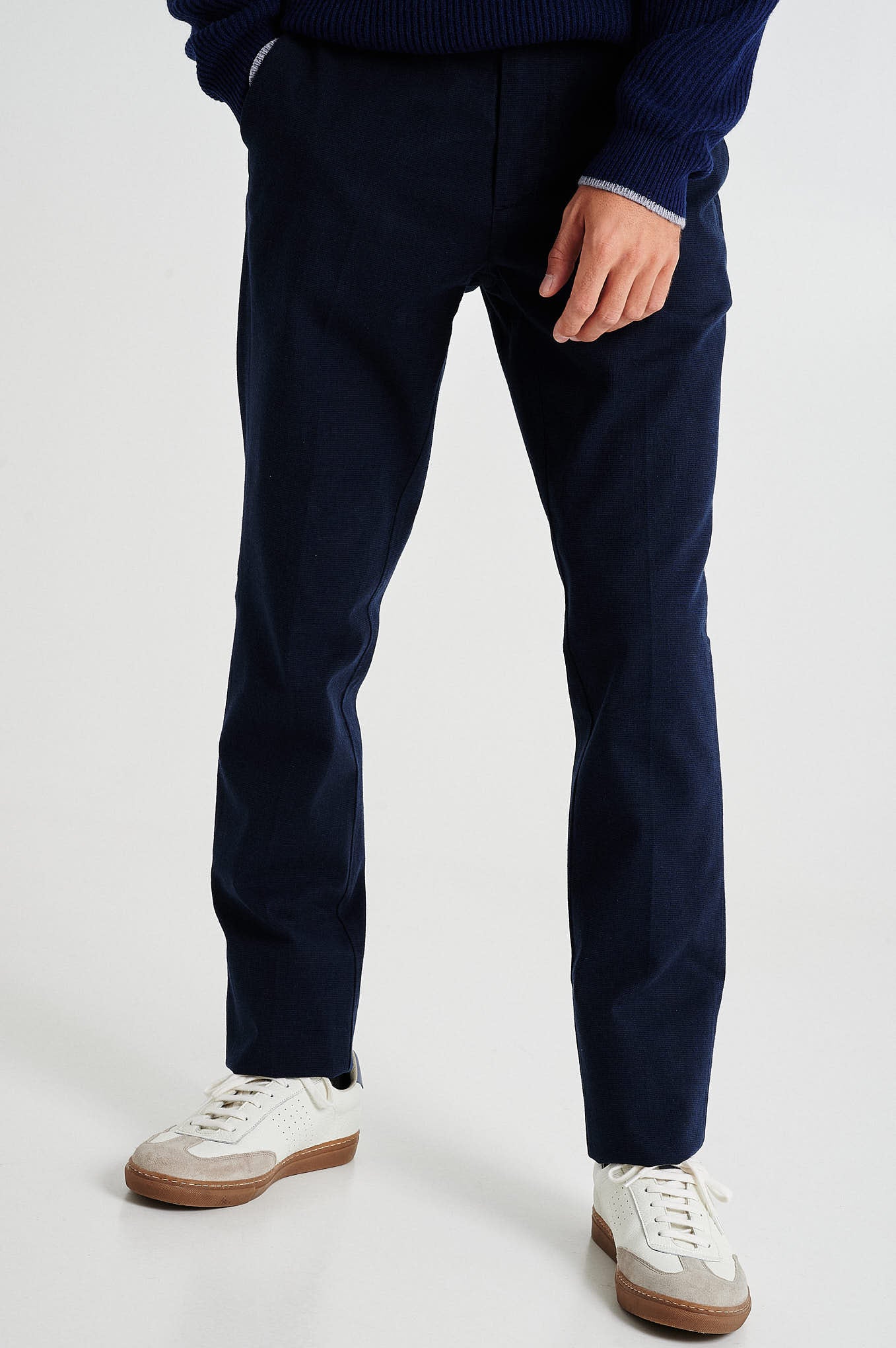 Slim fit windowpane check BCI cotton chino trousers - Image 14