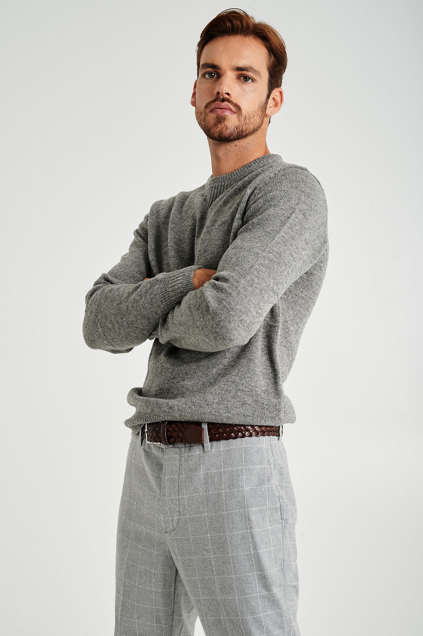 Slim fit windowpane check BCI cotton chino trousers - Image 5