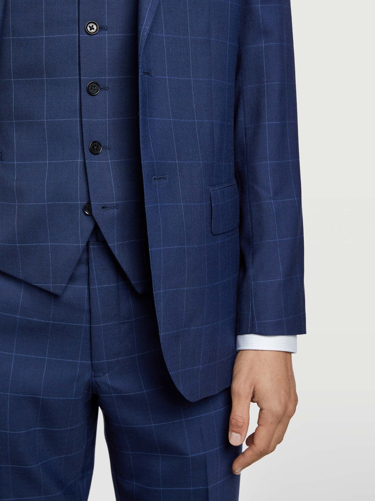 Slim fit windowpane checks 3 pieces suit - Image 2