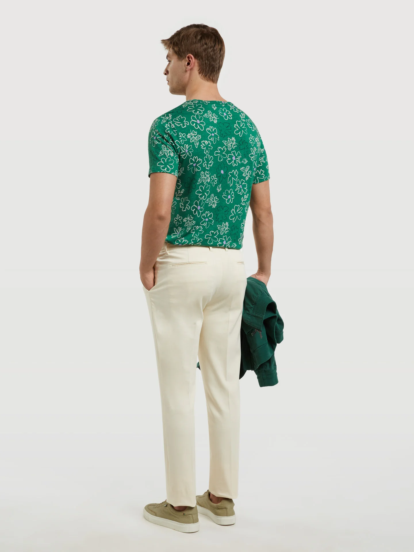 Slub Cotton Slim Fit Garment Dye Chino Trouser - Image 2