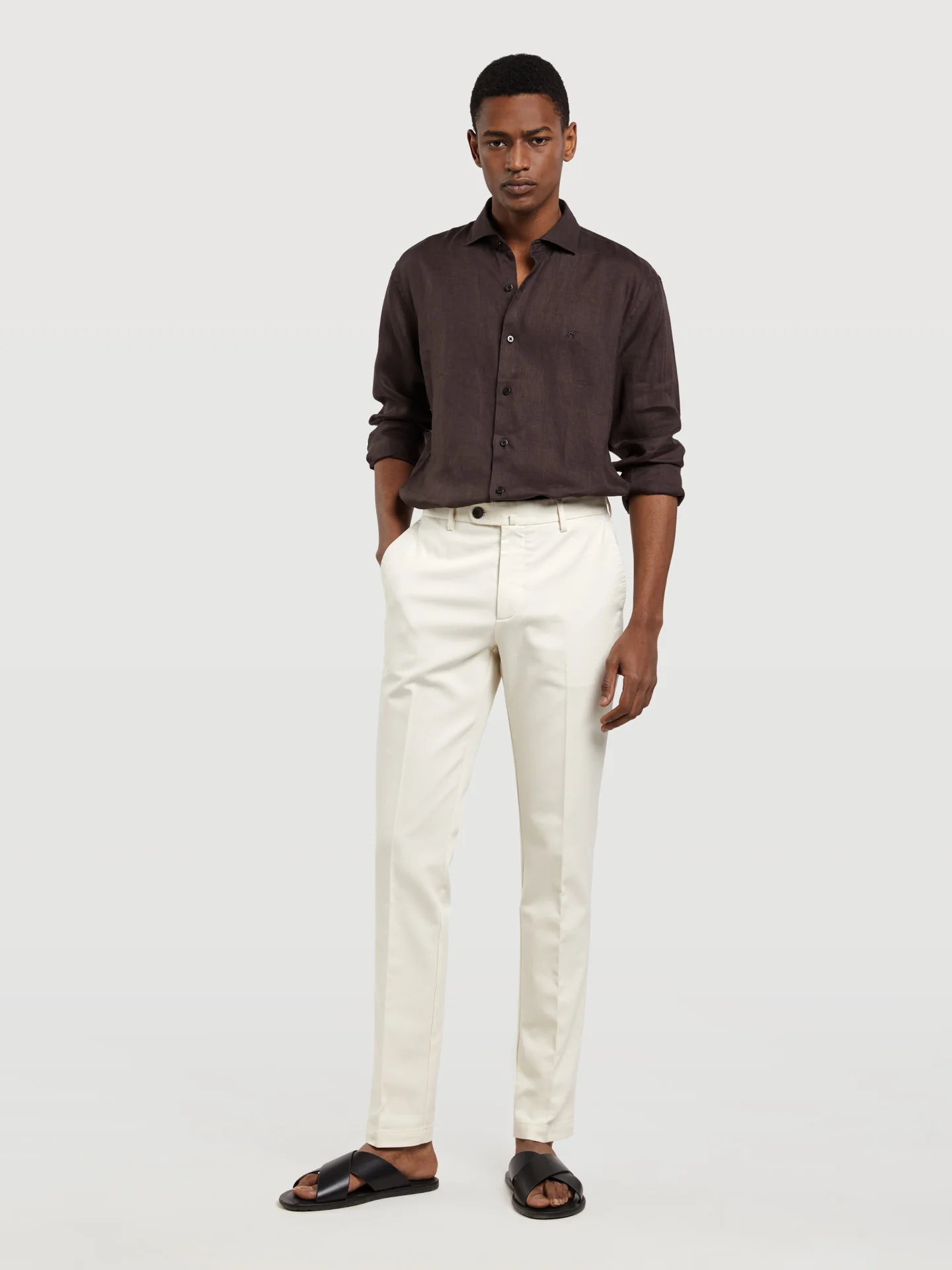 Soft Peach twill Slim Fit garment dye Chino Trouser - Image 4