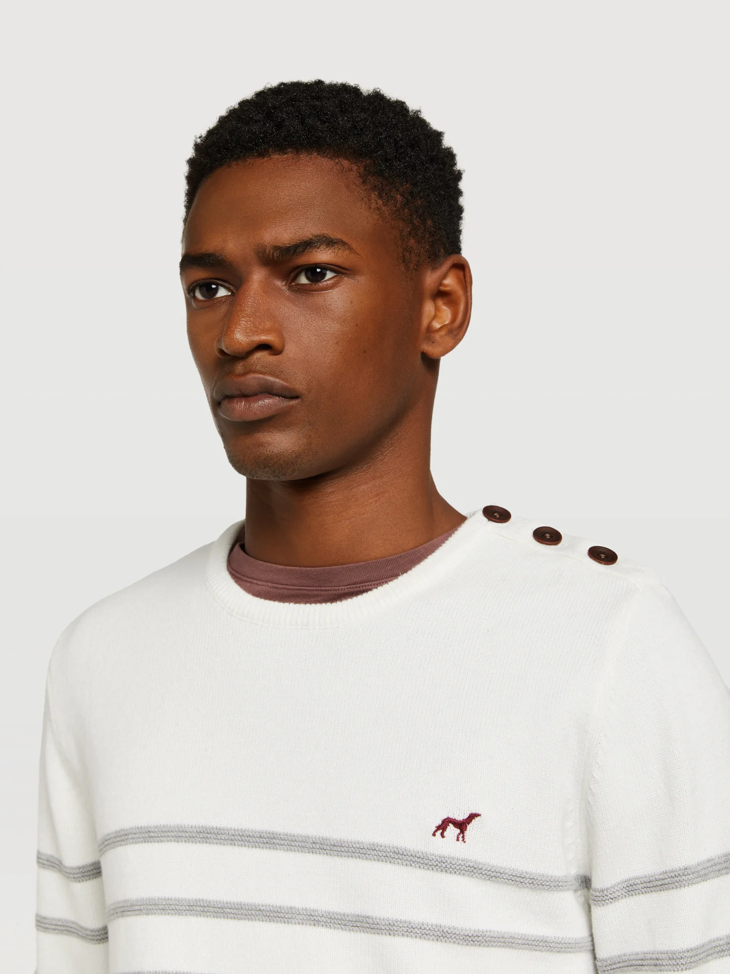 Striped sweater with shoulder placket - Image 4