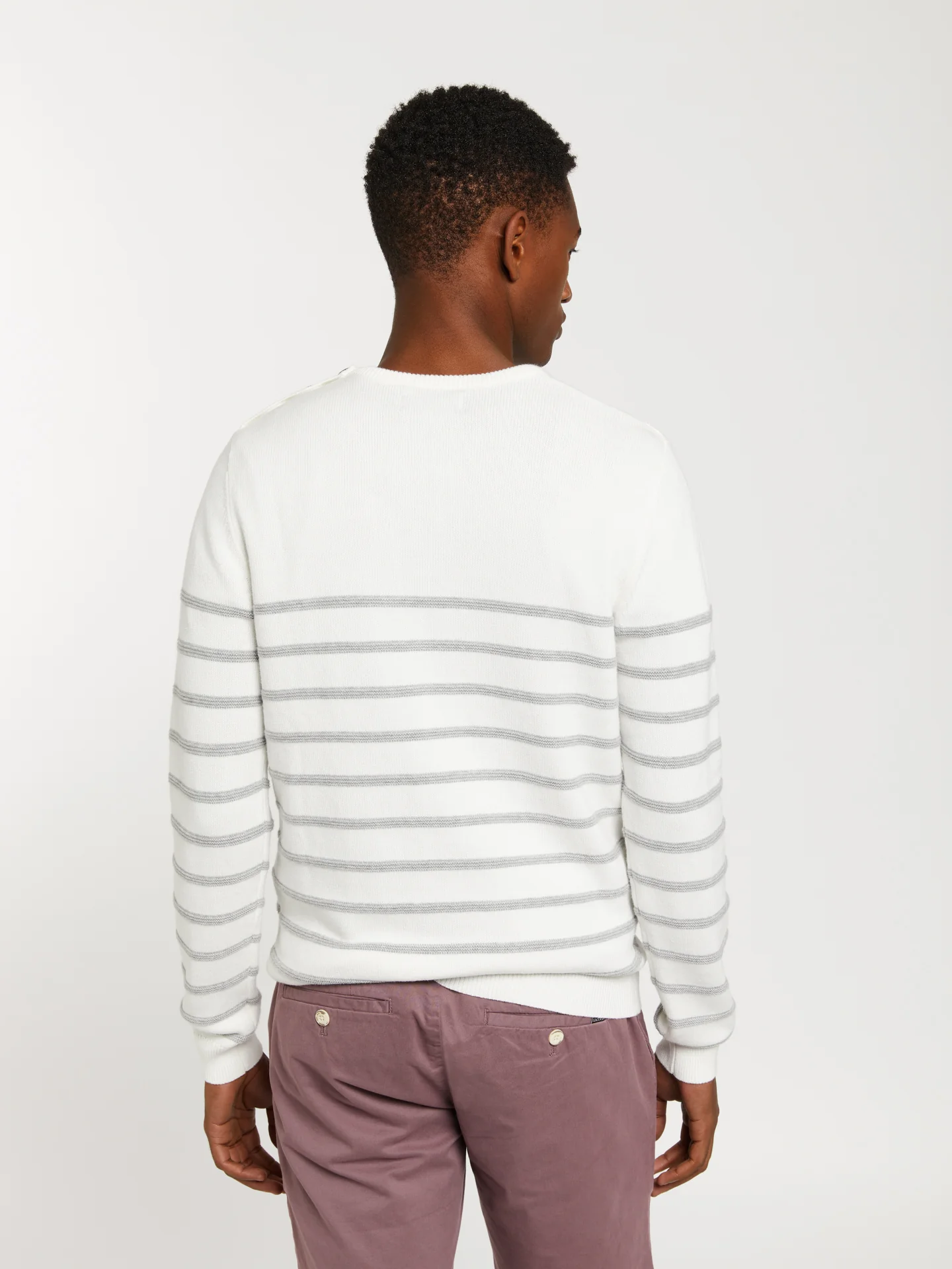 Striped sweater with shoulder placket - Image 6