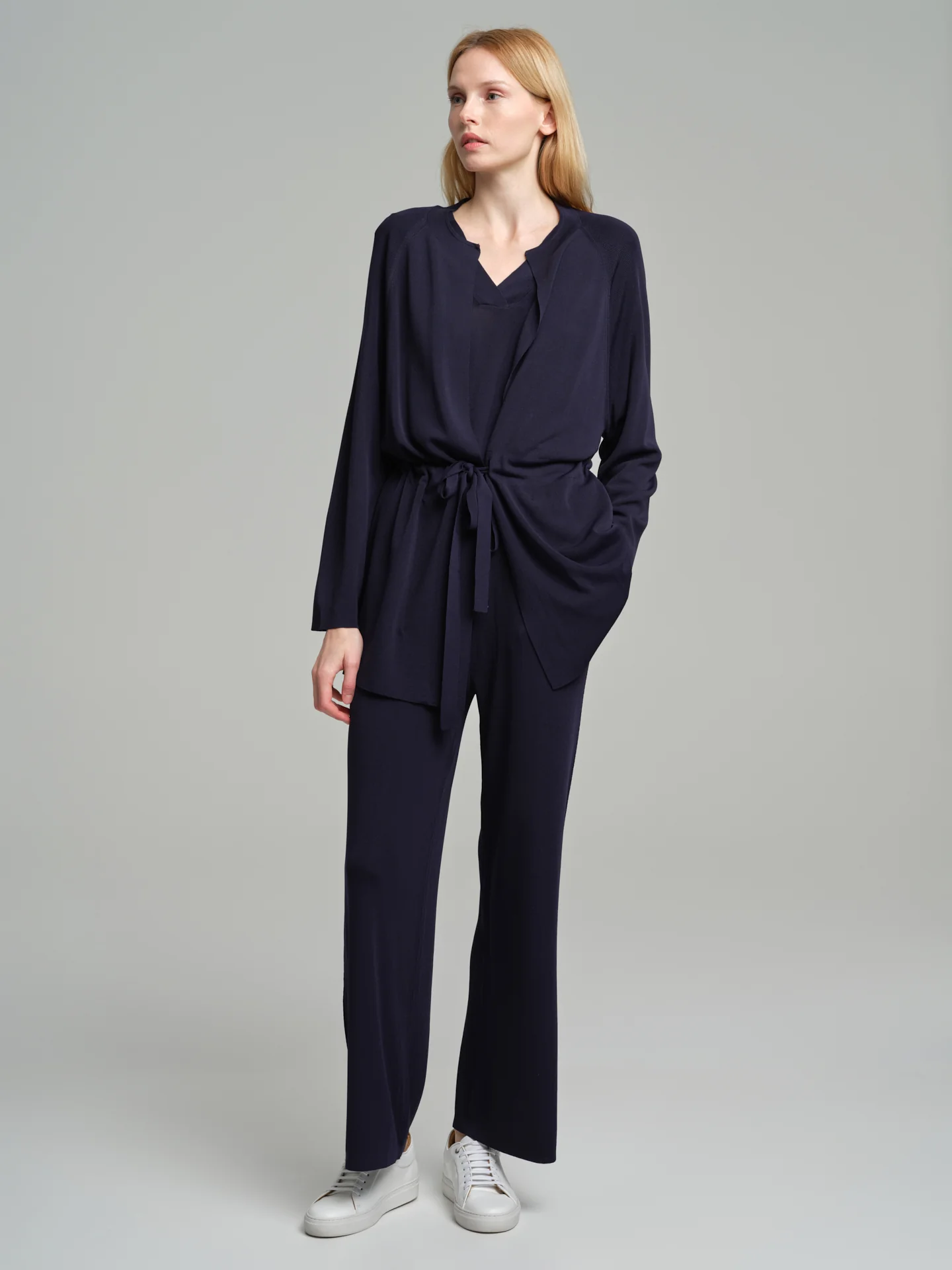 Structured-knit cardigan with tie belt - Image 5