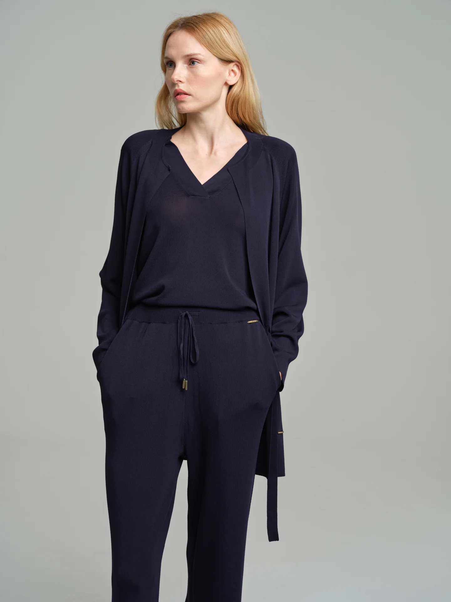 Structured-knit cardigan with tie belt - Image 8