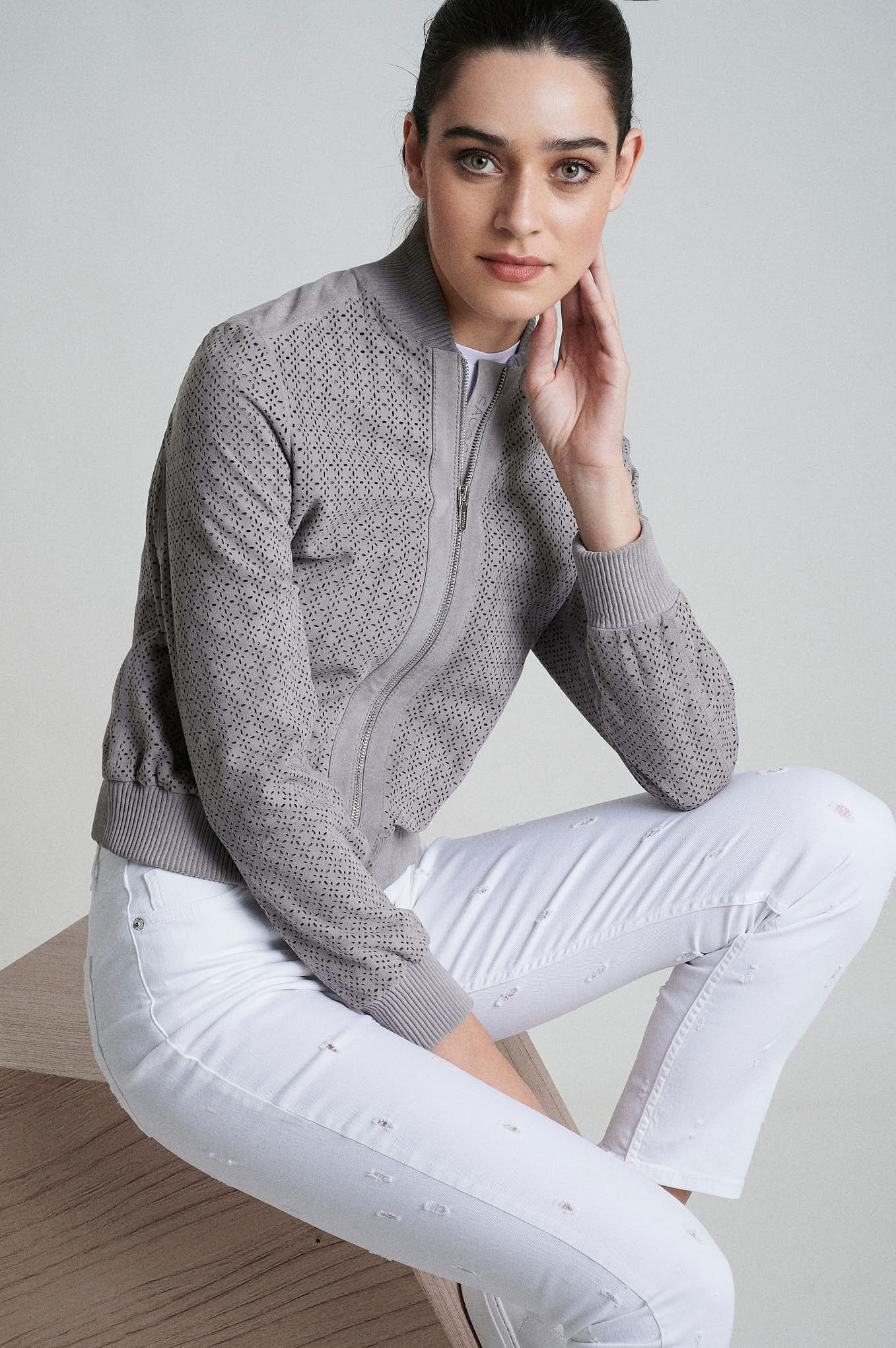 Suede leather jacket with perforations - Image 2
