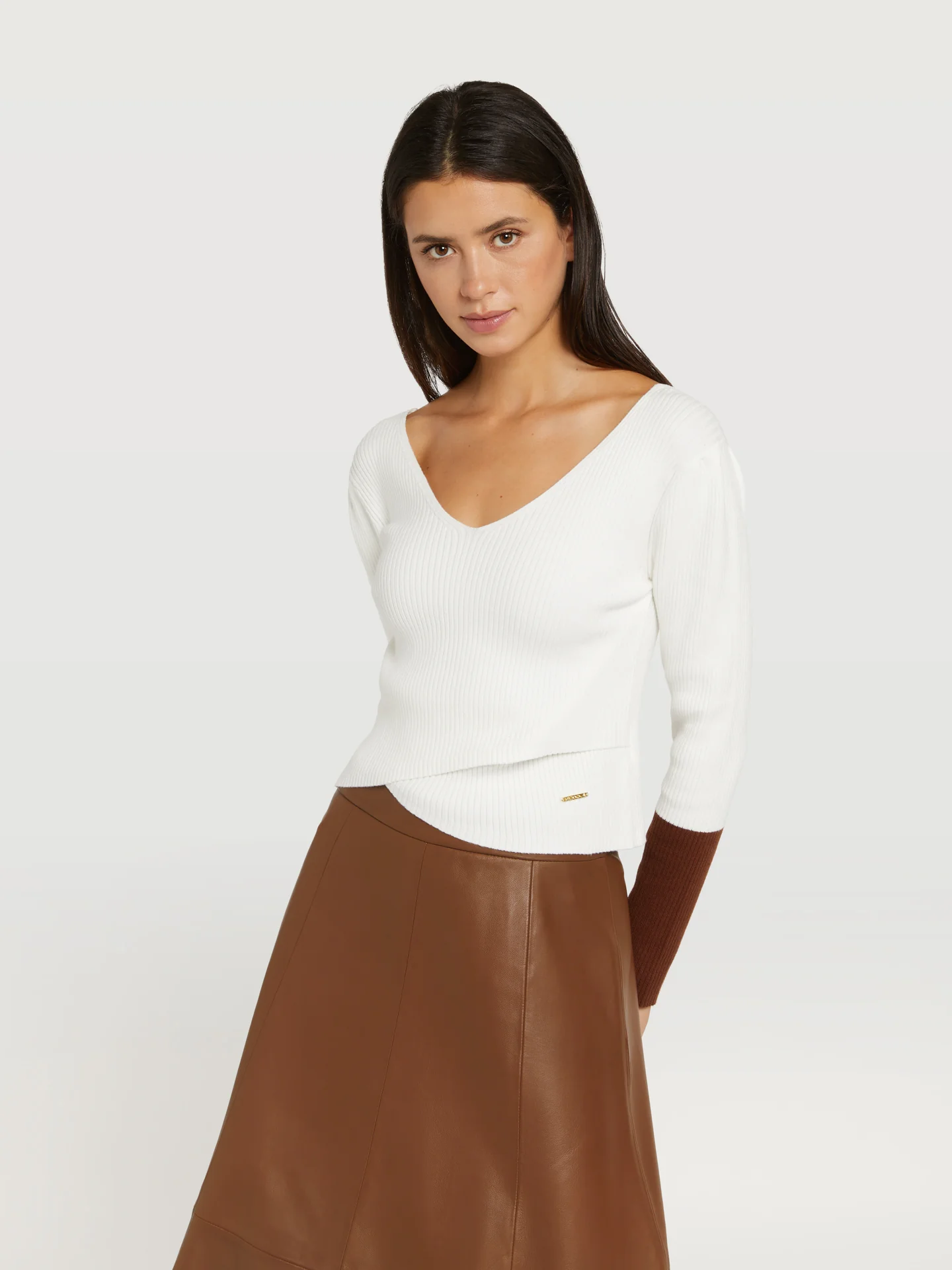 Sweetheart neckline wrap sweater - Image 4