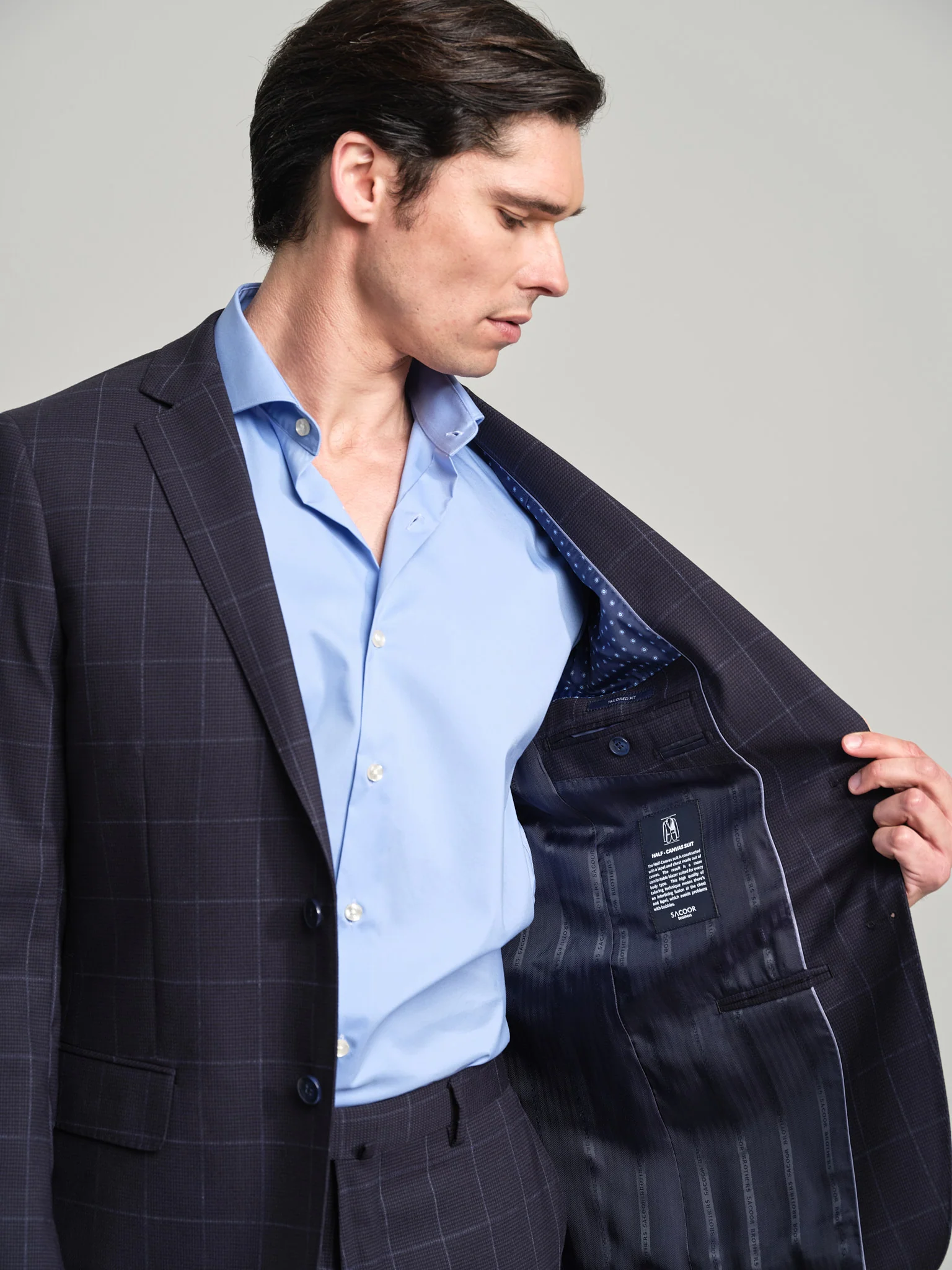 Tailored fit windowpane wool suit - Image 4