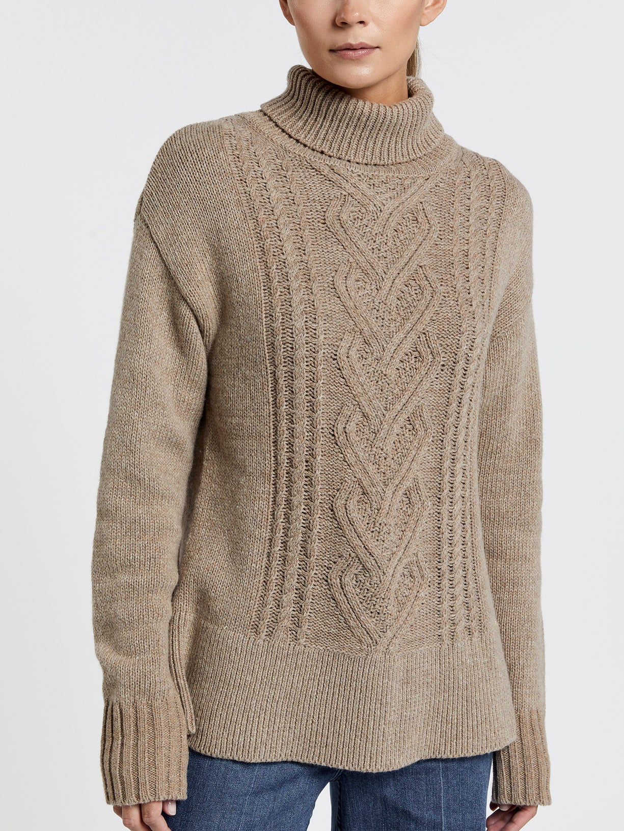 Turtle neck sweater with frontal braided effect - Image 2