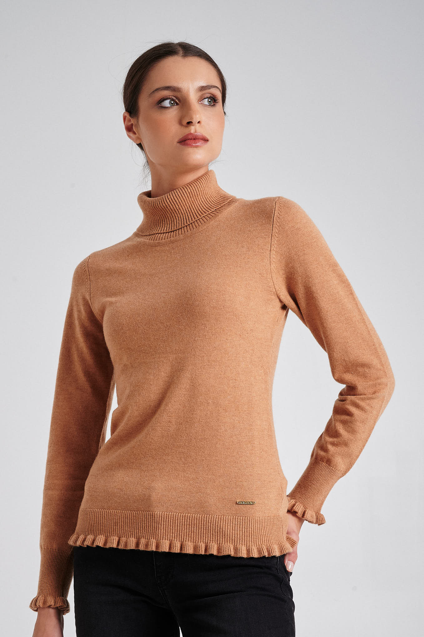Turtle neck with frill details