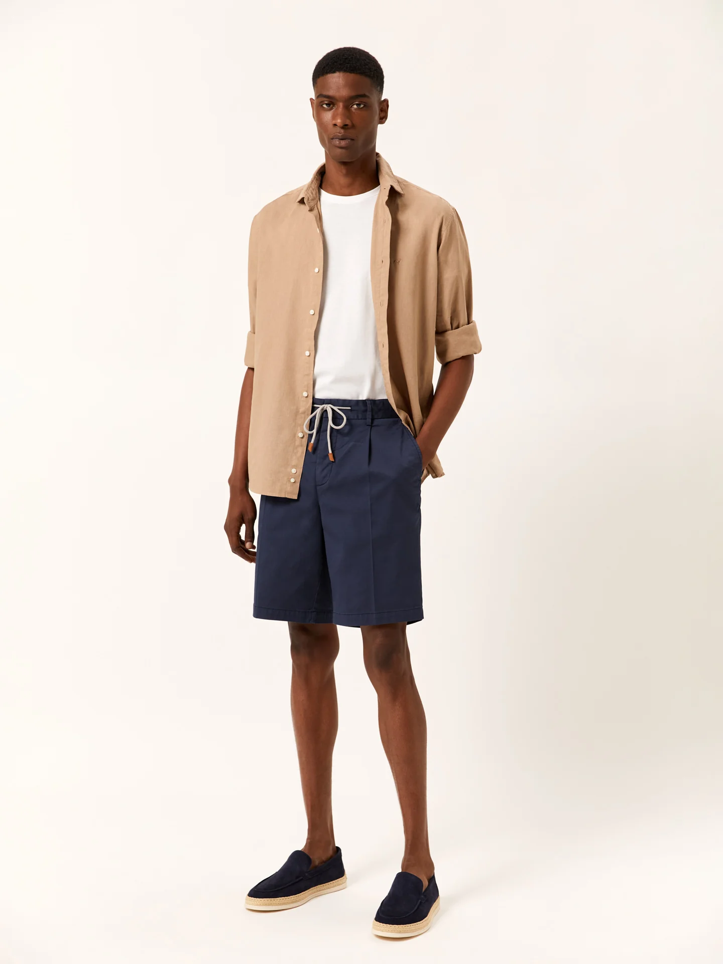 Twill Shorts with Drawstring at waistband