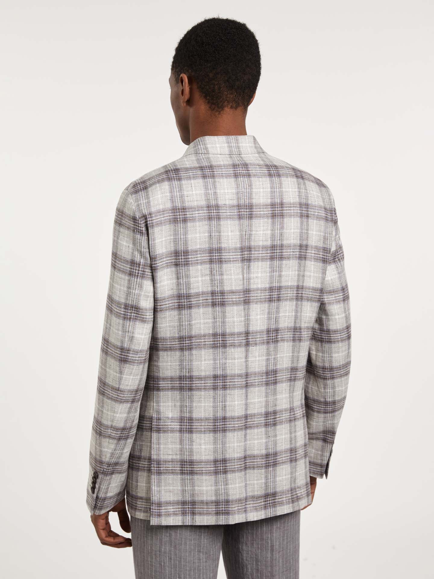 Unstructured Checks Linen Blazer - Image 4