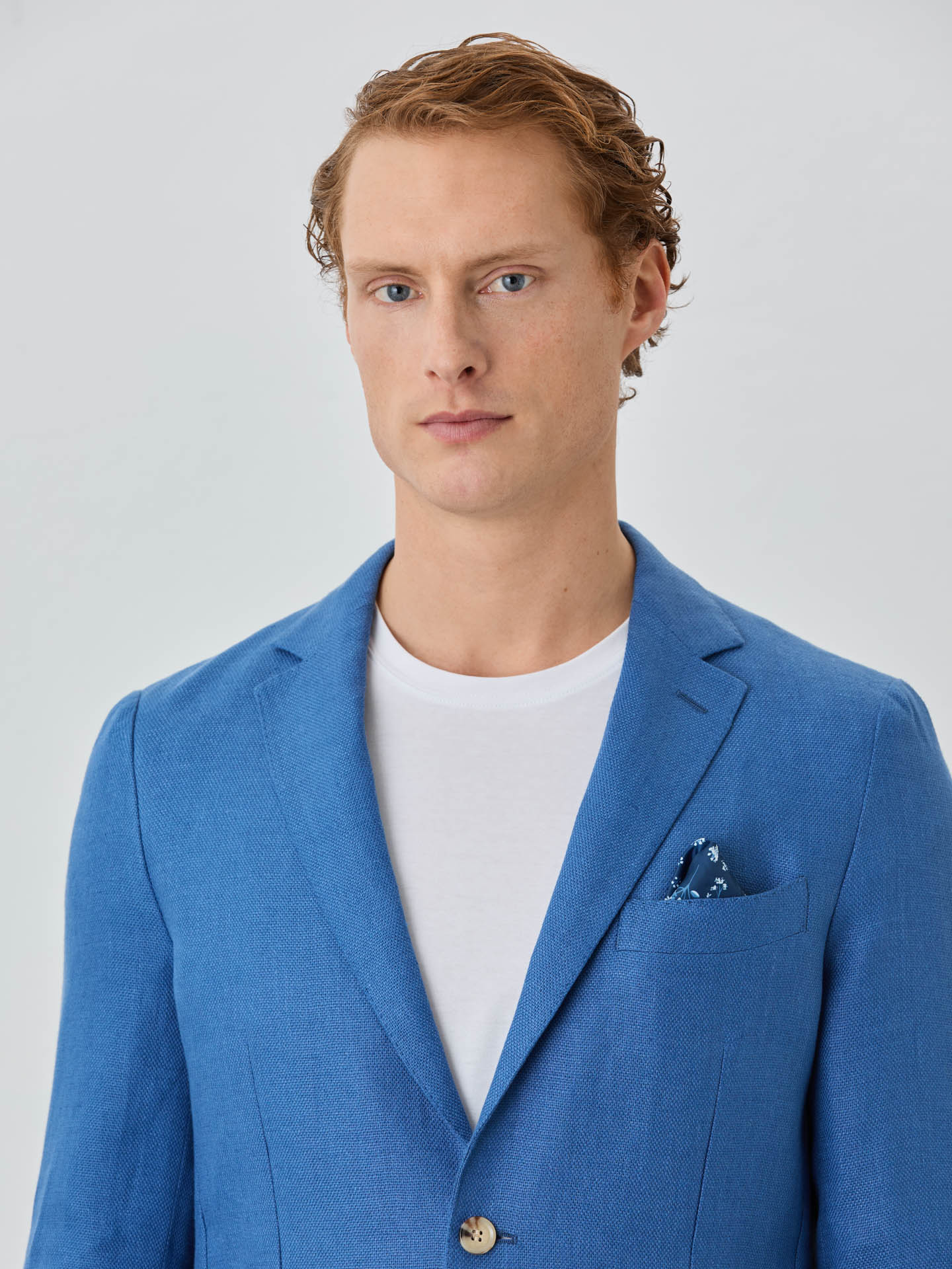 Unstructured Hopsack Blazer With Patch Pockets In Linen - Image 2