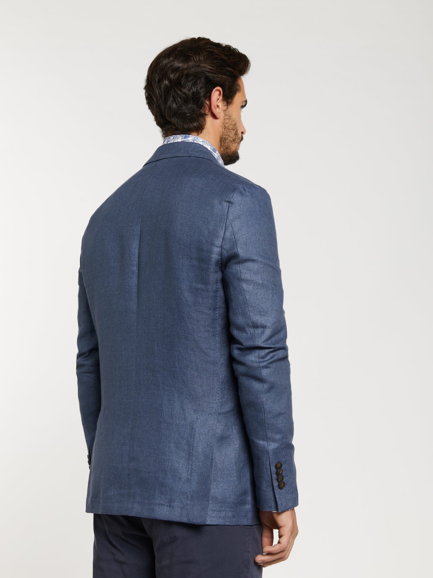 Unstructured plain hopsack linen blazer - Image 4