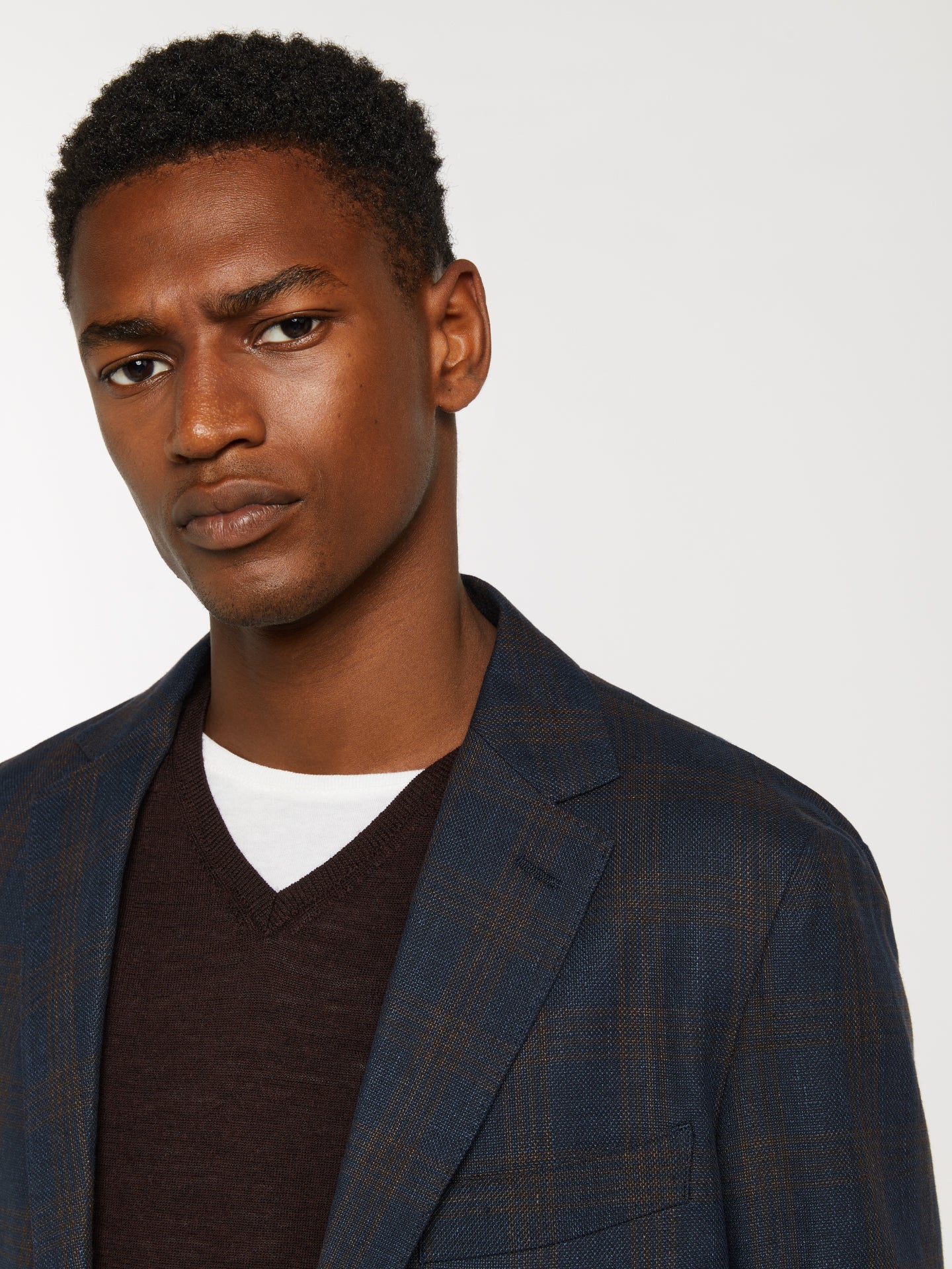 Unstructured windowpane check wool linen blazer - Image 3