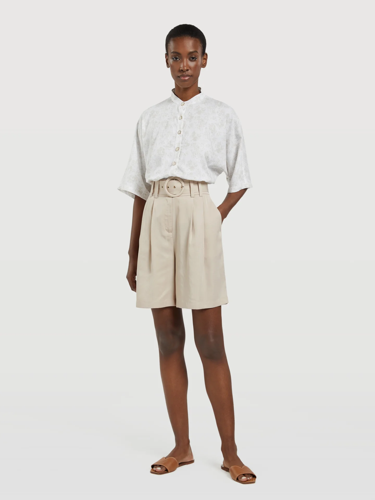 Wide Leg Shorts With Belt