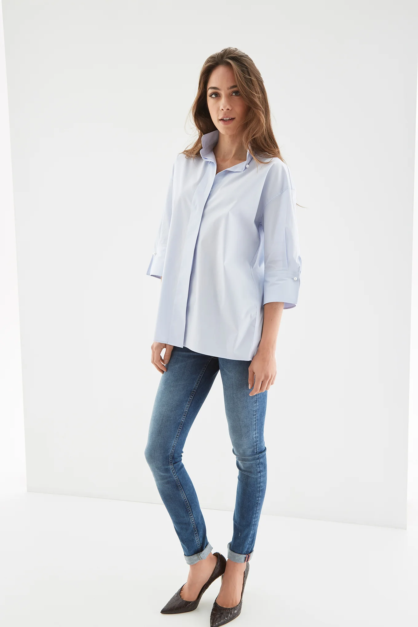 Women's 3/4 Sleeve Shirt with pearl