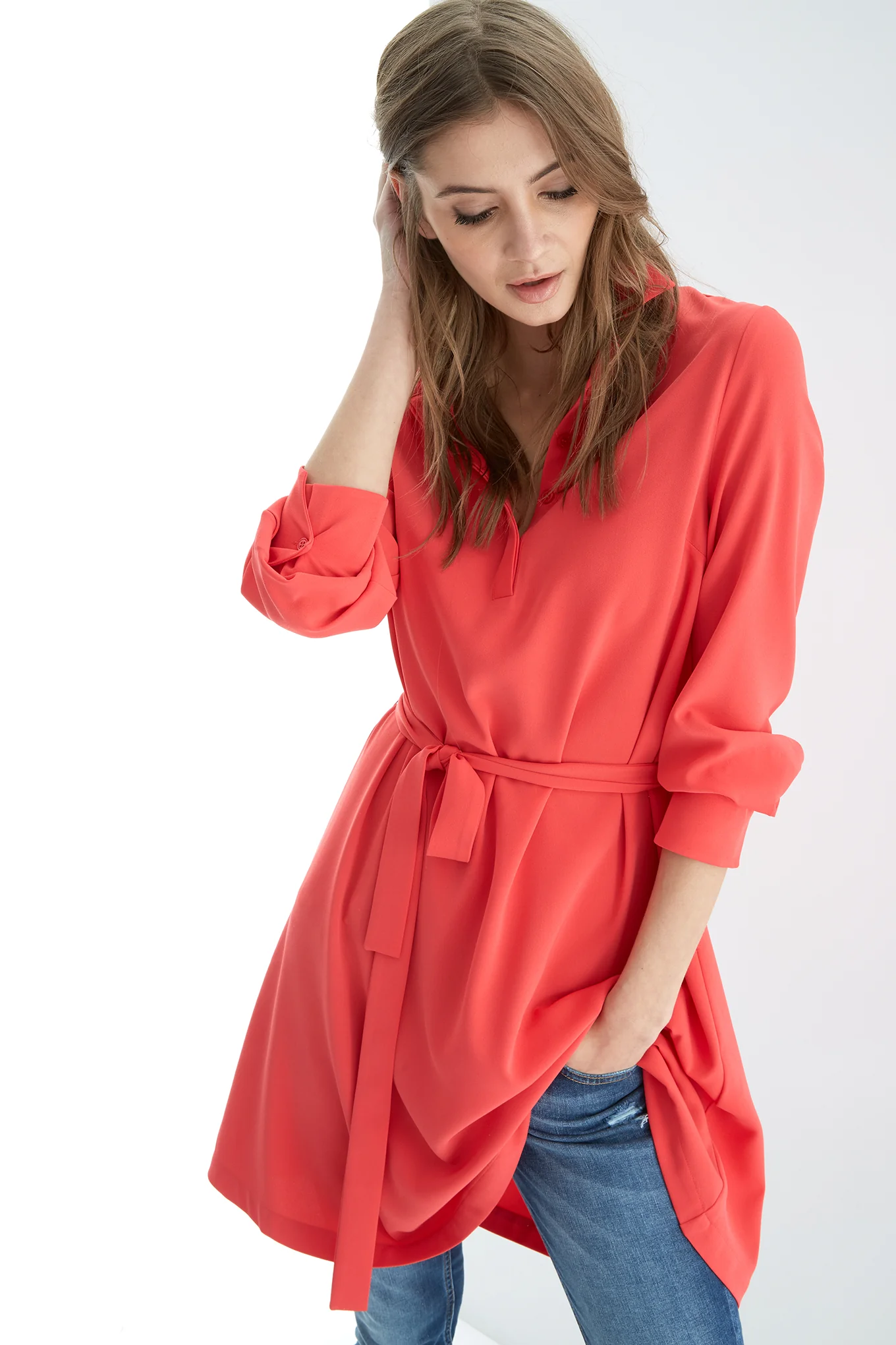 Women's Belted Midi Dress