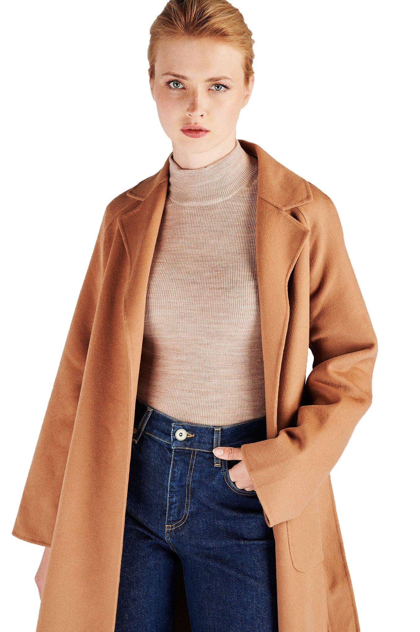 Women's Casual Overcoat With Belt - Image 2