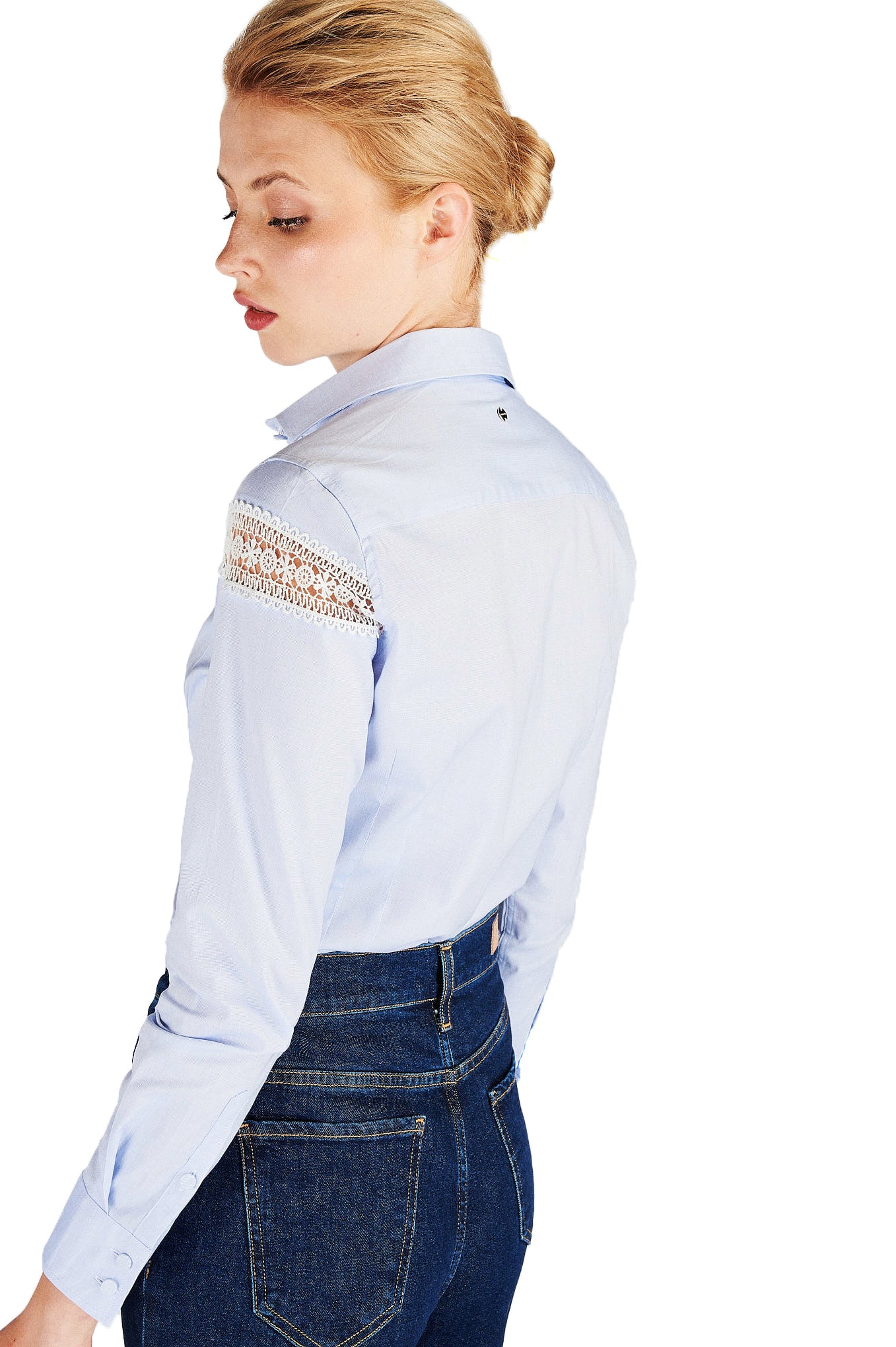 Women's Classic Slim Fit Shirt with Lace - Image 7