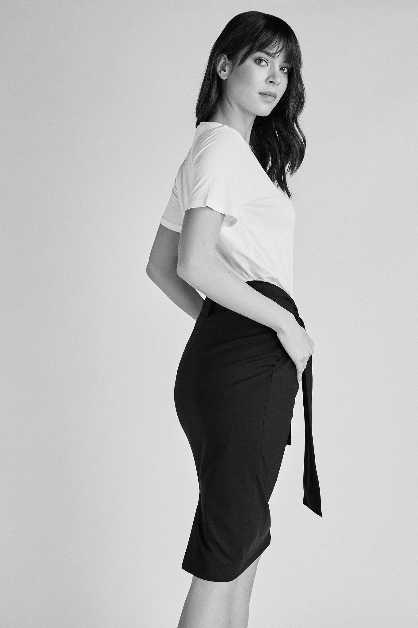 Women's Classic Slim Fit Skirt with Waistband and Strap - Image 10