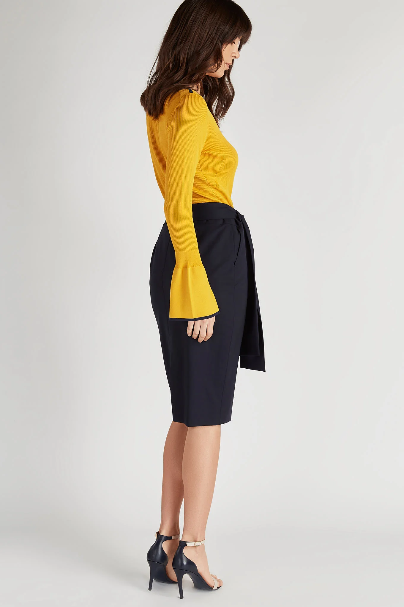 Women's Classic Slim Fit Skirt with Waistband and Strap - Image 4