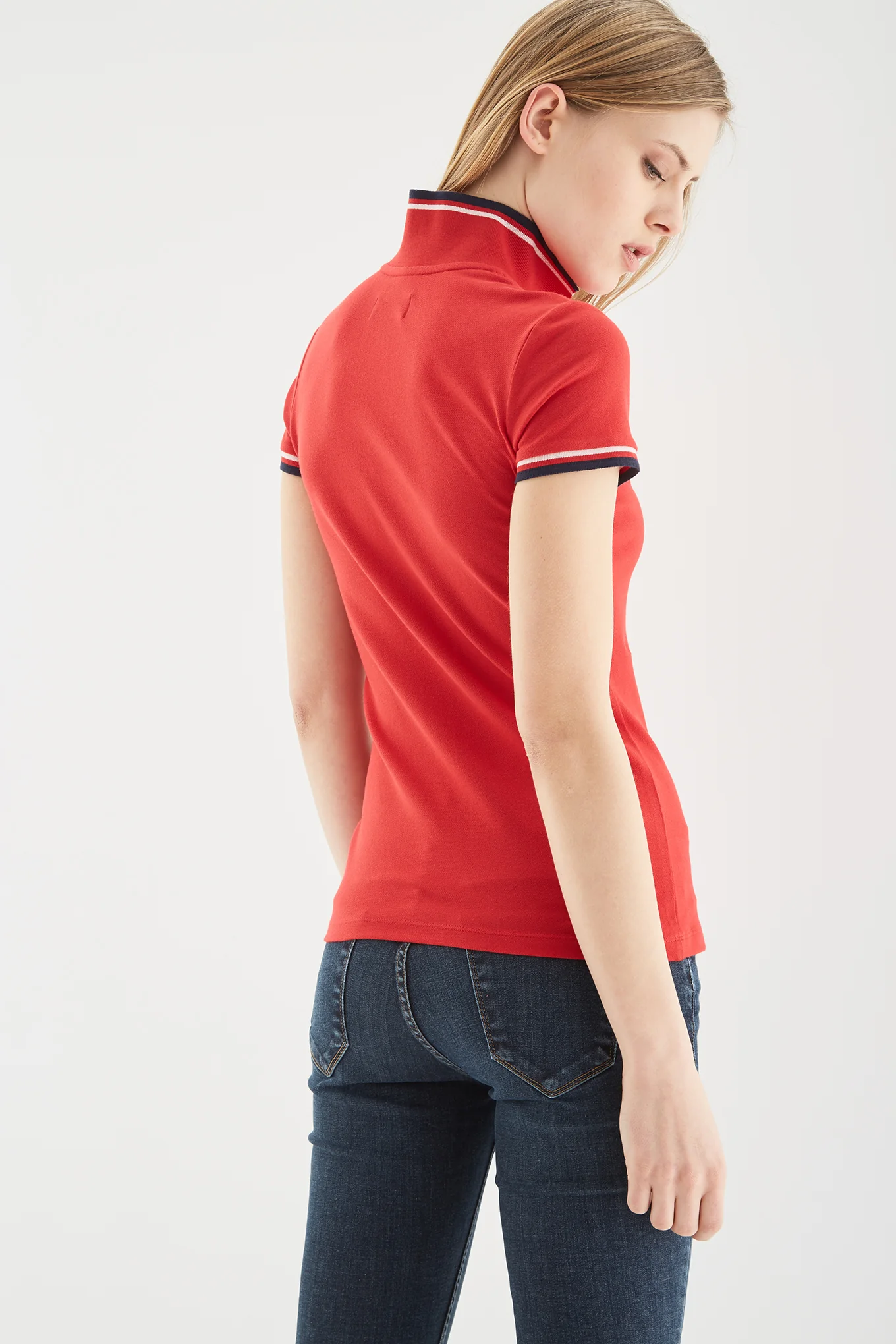 Women's Piquet Polo with Striped Trims - Image 12