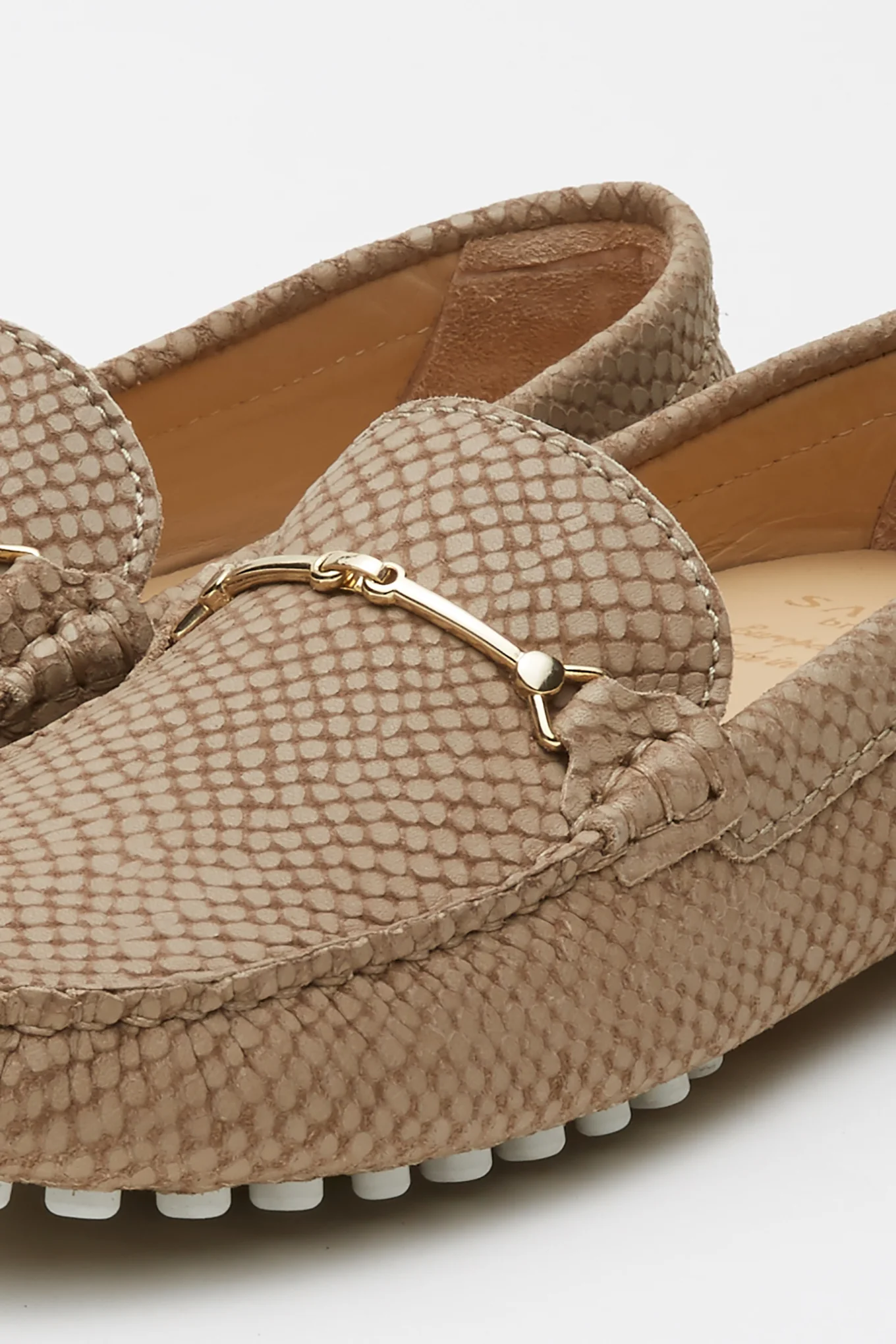 Women's Snake-Effect Leather Drivers - Image 3