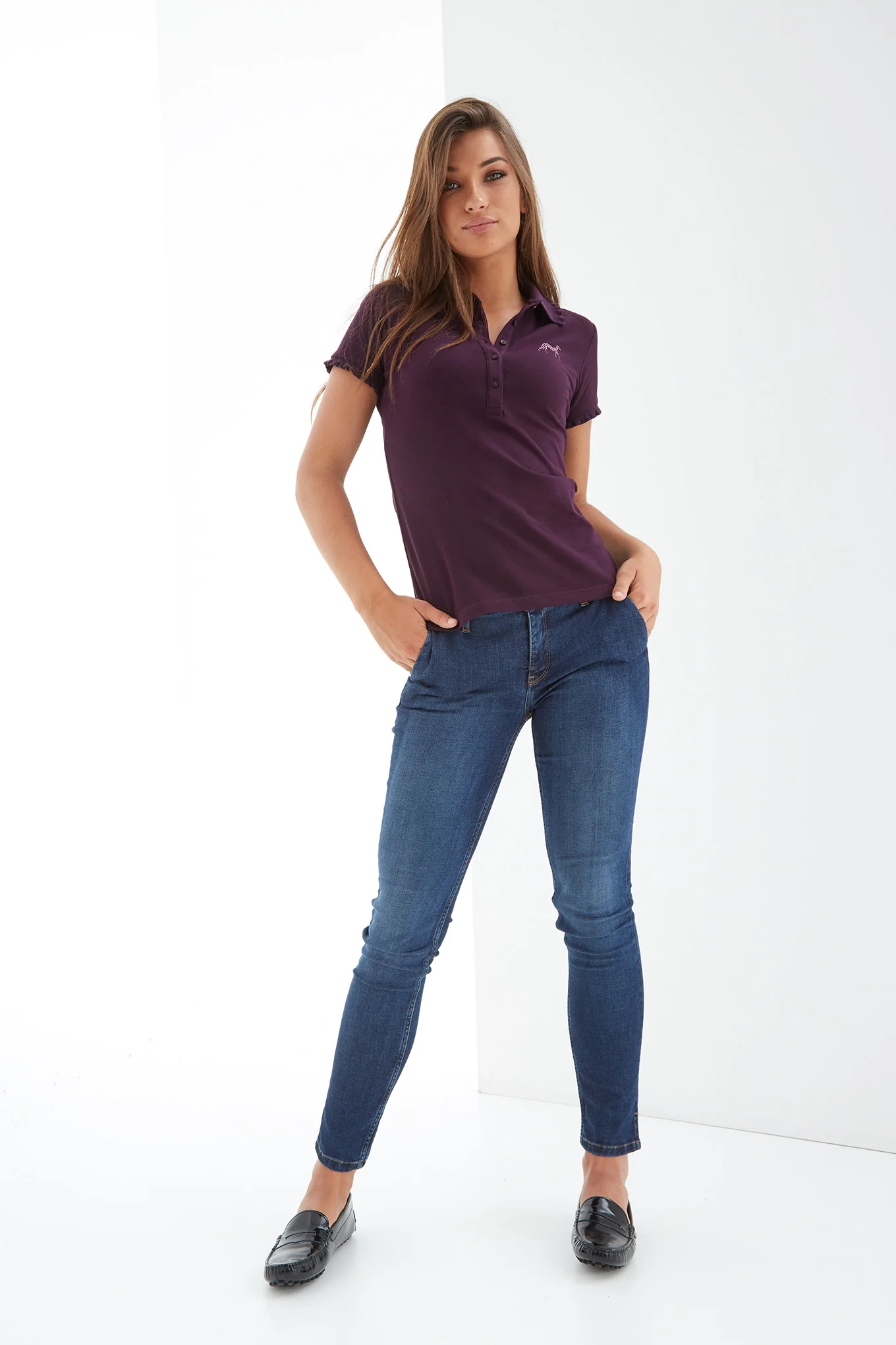 Women's Swarovski Jersey Polo Shirt - Image 6