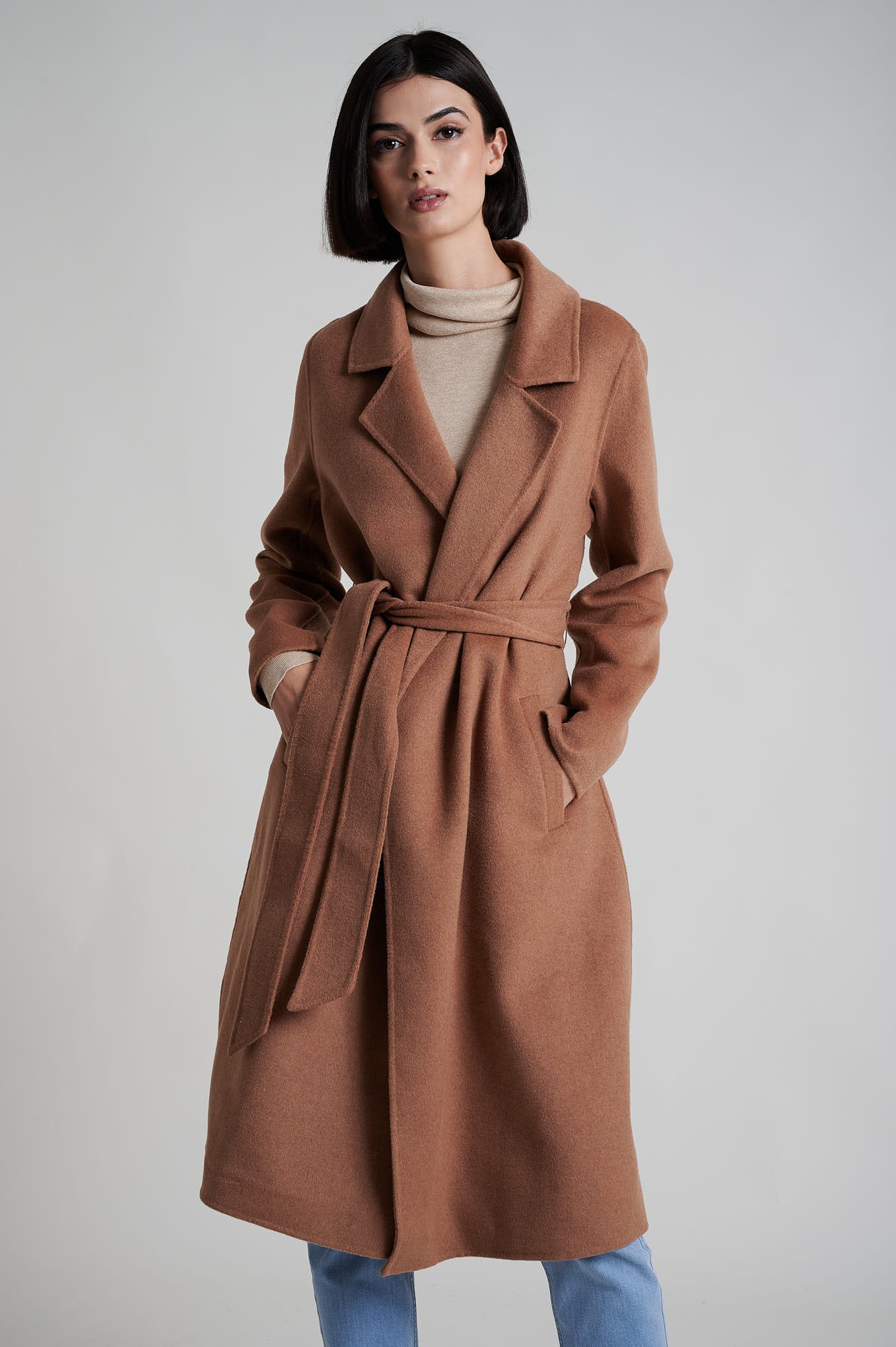Wool Blend Overcoat with Removable Cape