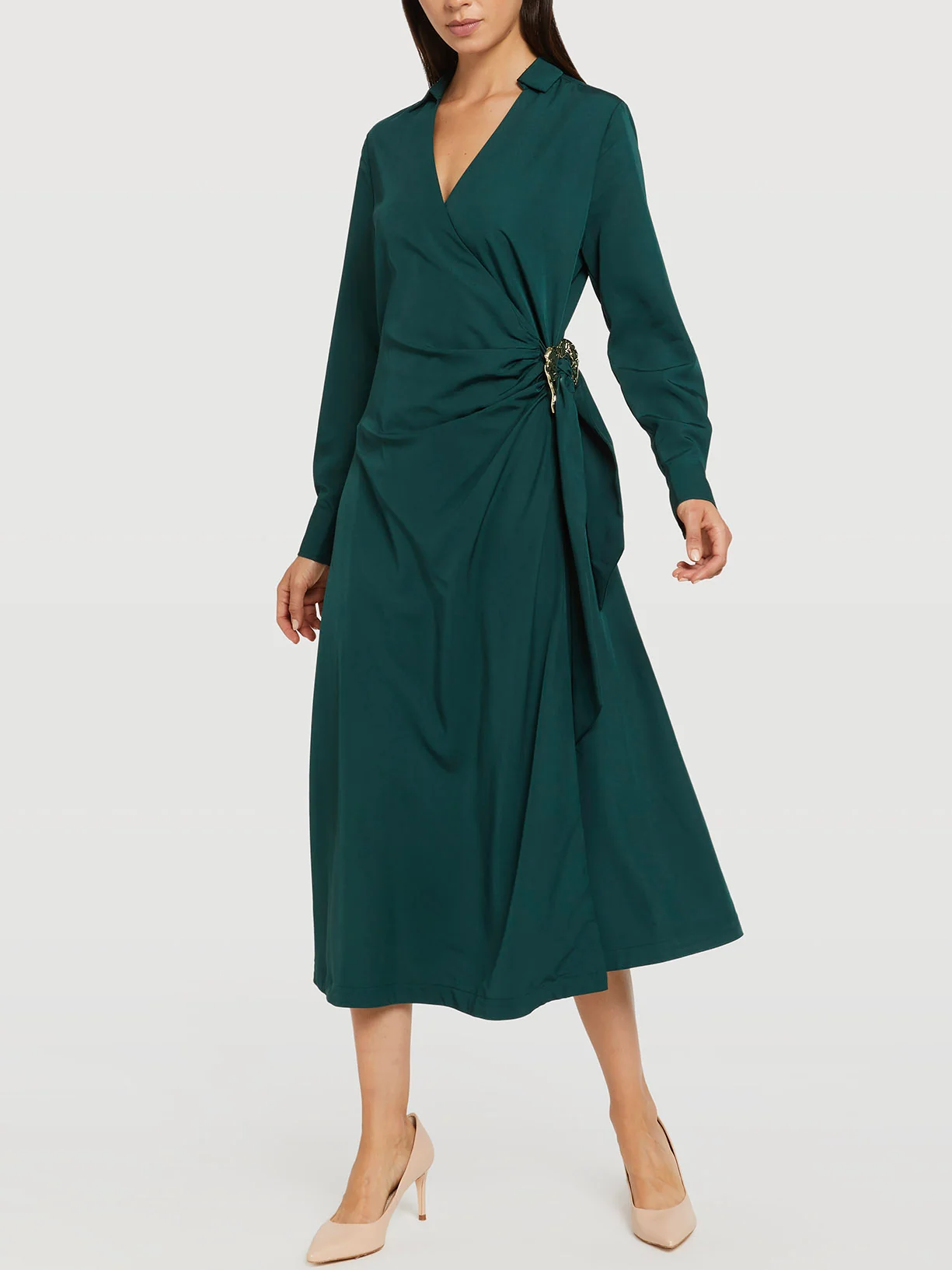 Wrap dress with buckle