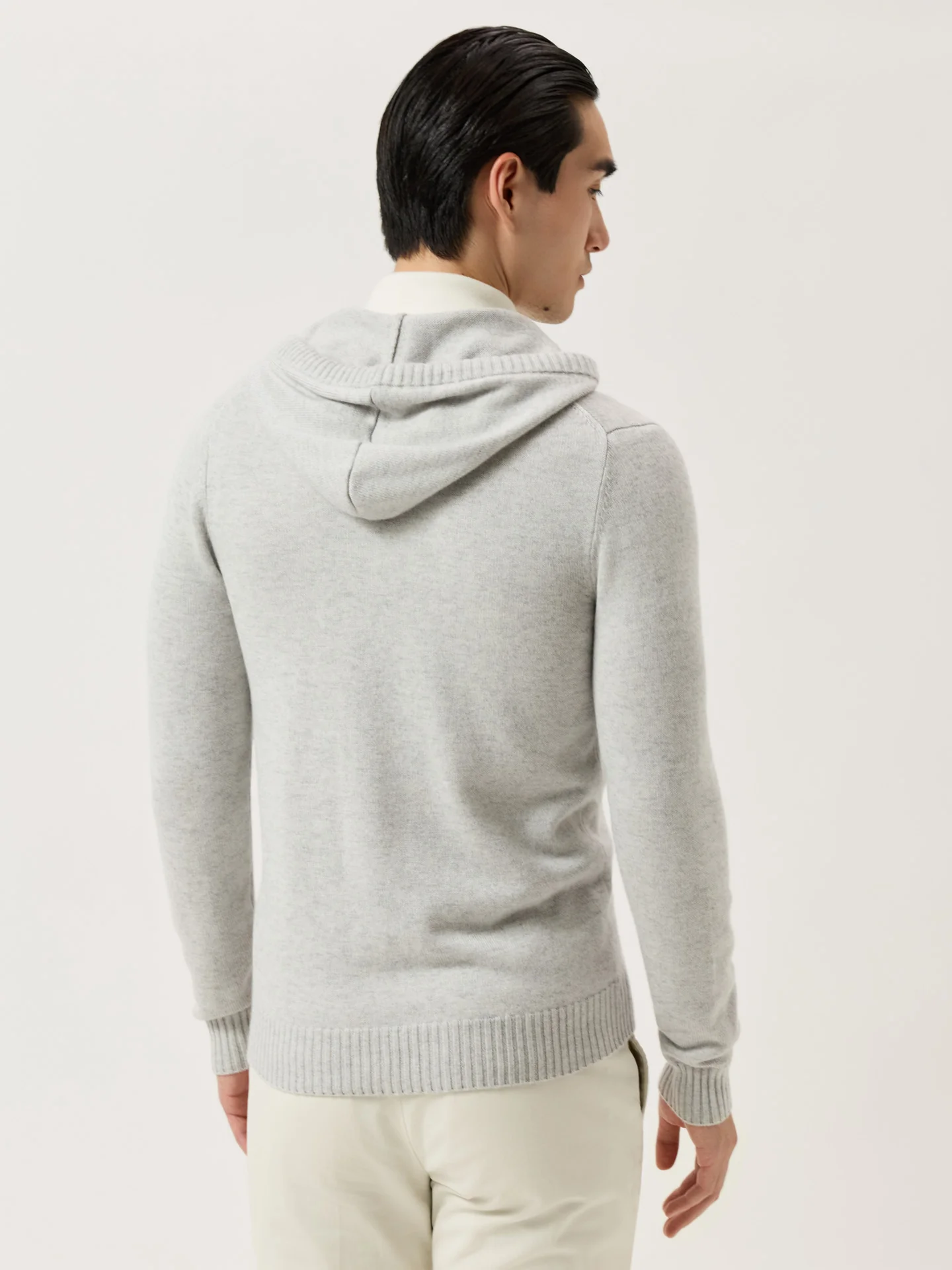 Zip-Up Hooded Cardigan With Kangaroo Pocket In Wool Cashmere Blend - Image 3